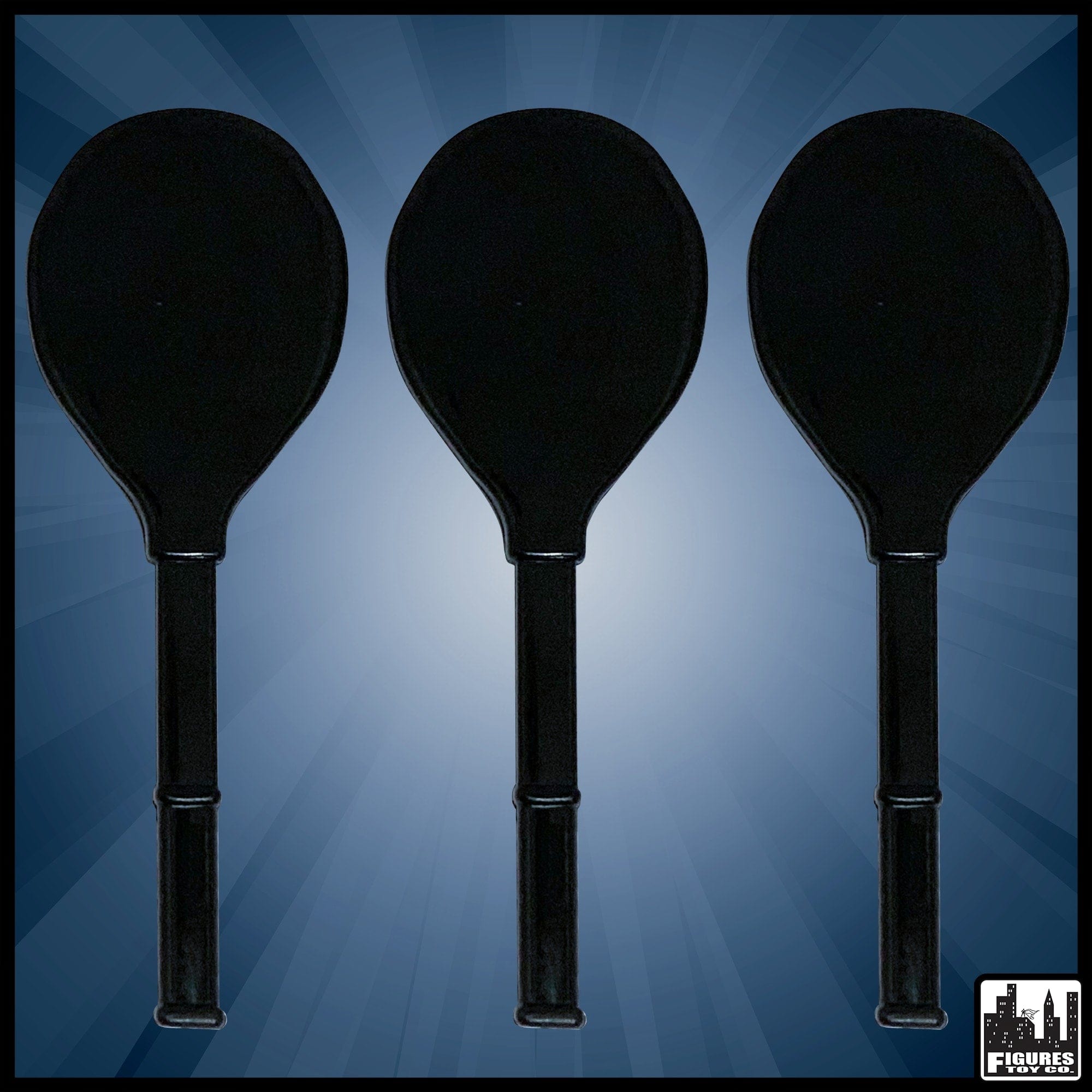 Set of 3 Black Tennis Rackets for WWE Wrestling Action Figures