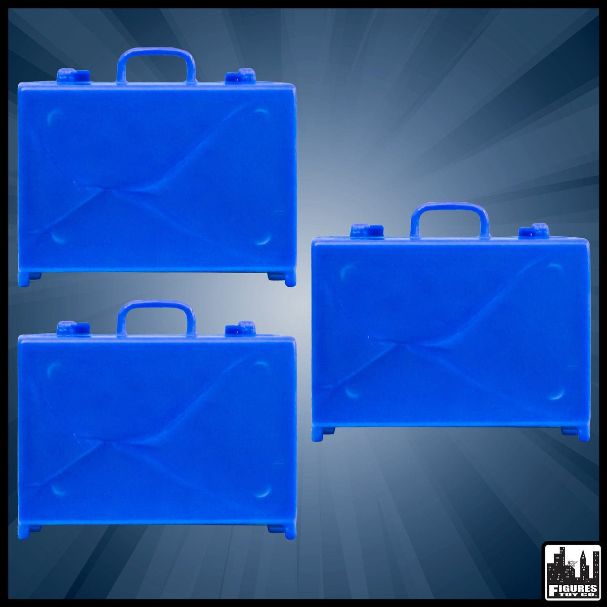Set of 3 Blue Briefcases for WWE Wrestling Action Figures