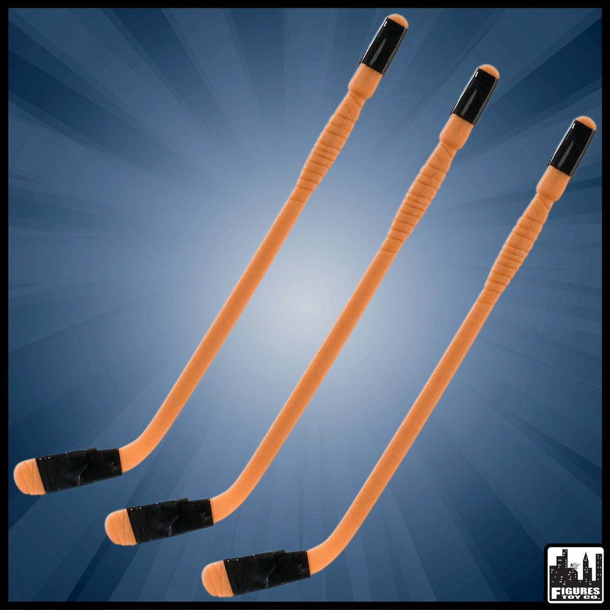 Set of 3 Brown Hockey Sticks for WWE Wrestling Action Figures