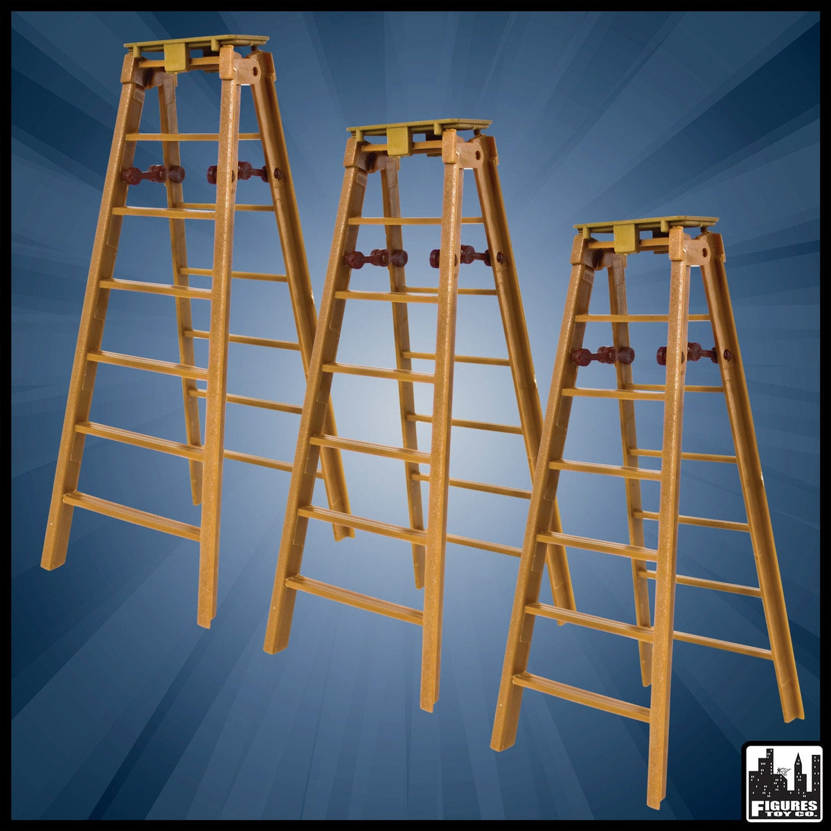 Set of 3 Brown Ladders for WWE Wrestling Action Figures