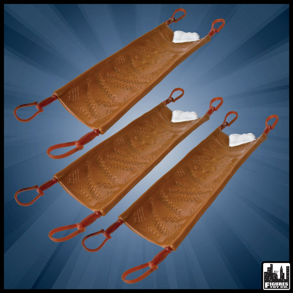 Set of 3 Brown Stretchers with Handles for WWE Wrestling Action Figures