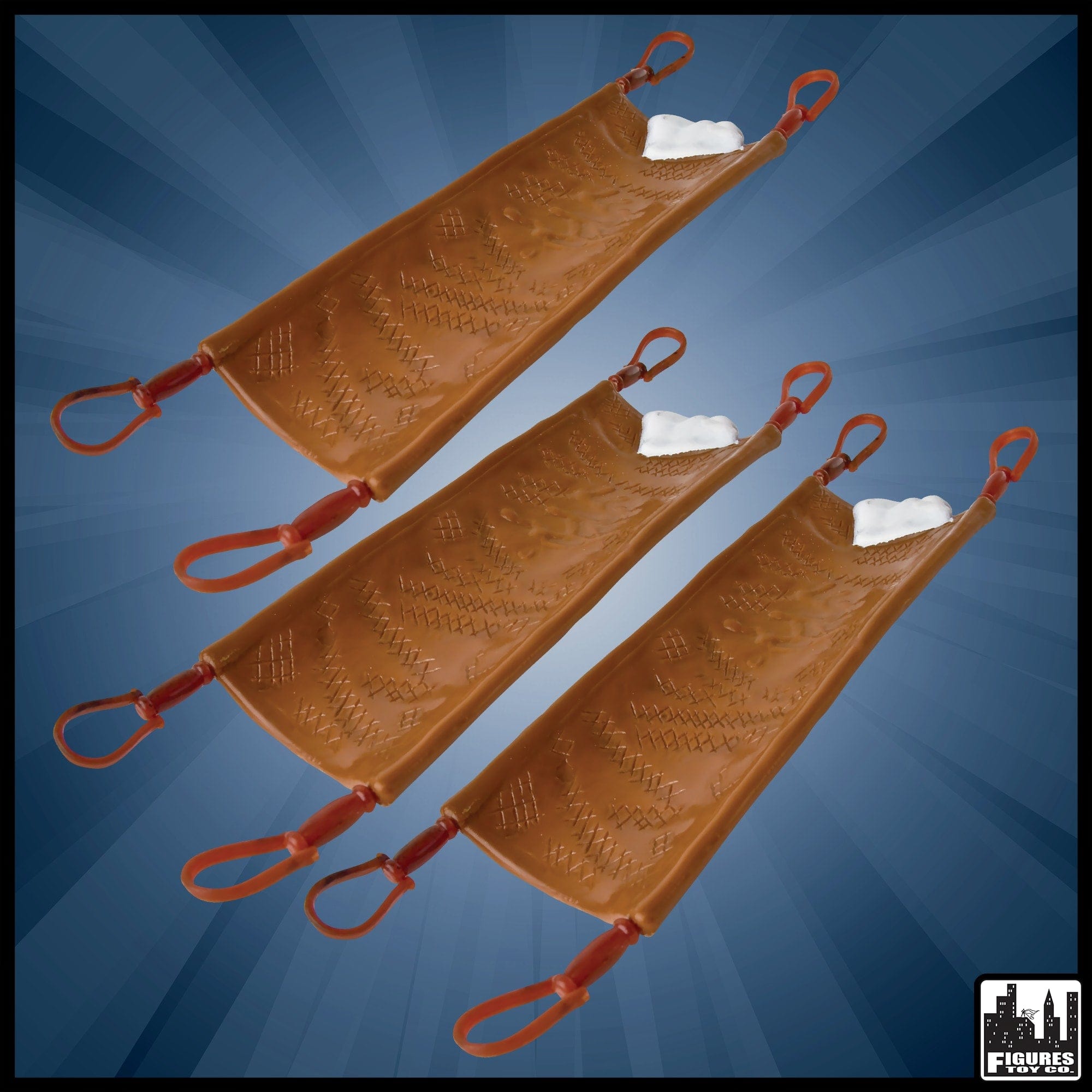 Set of 3 Brown Stretchers with Handles for WWE Wrestling Action Figures