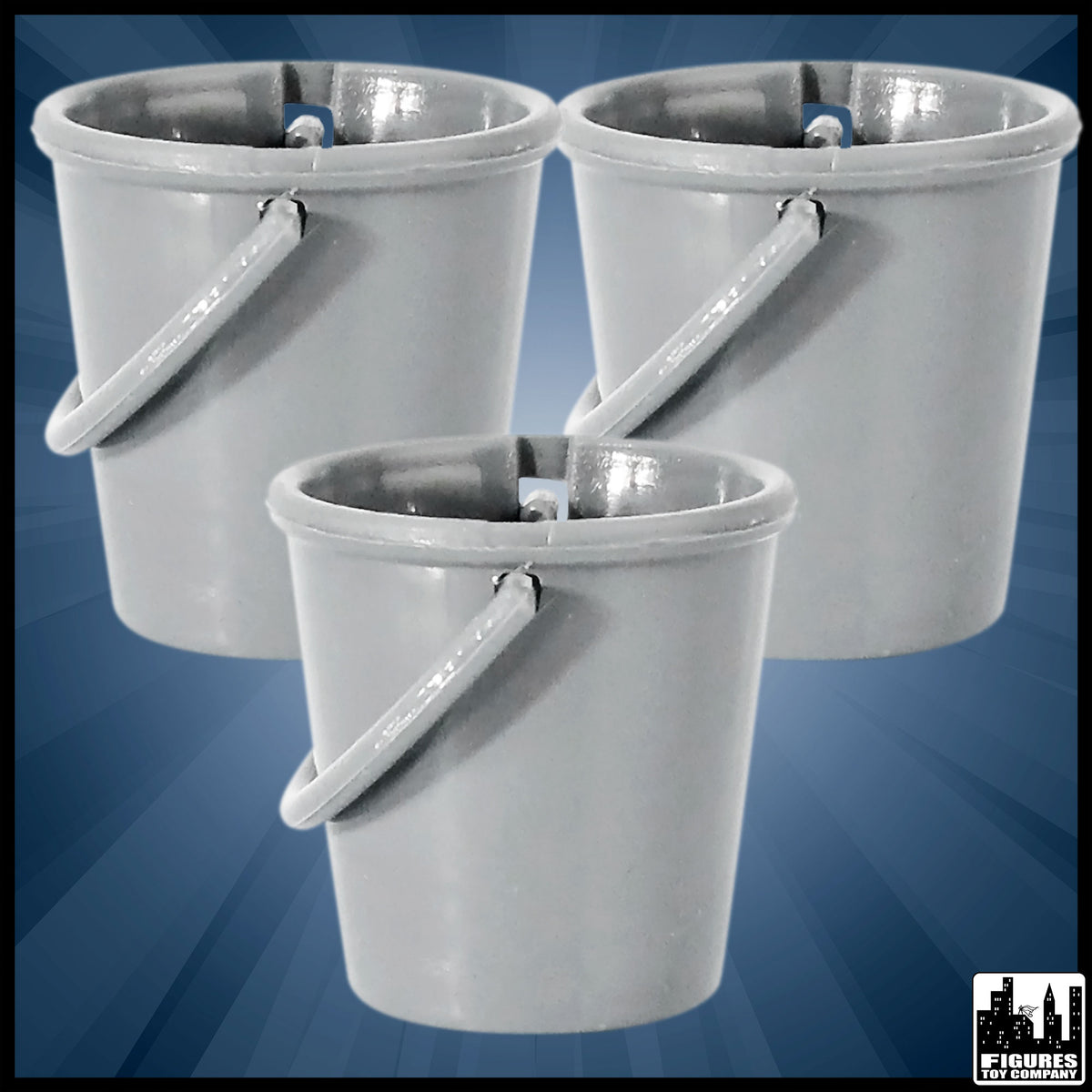 Set of 3 Buckets for wrestling figures — product view.