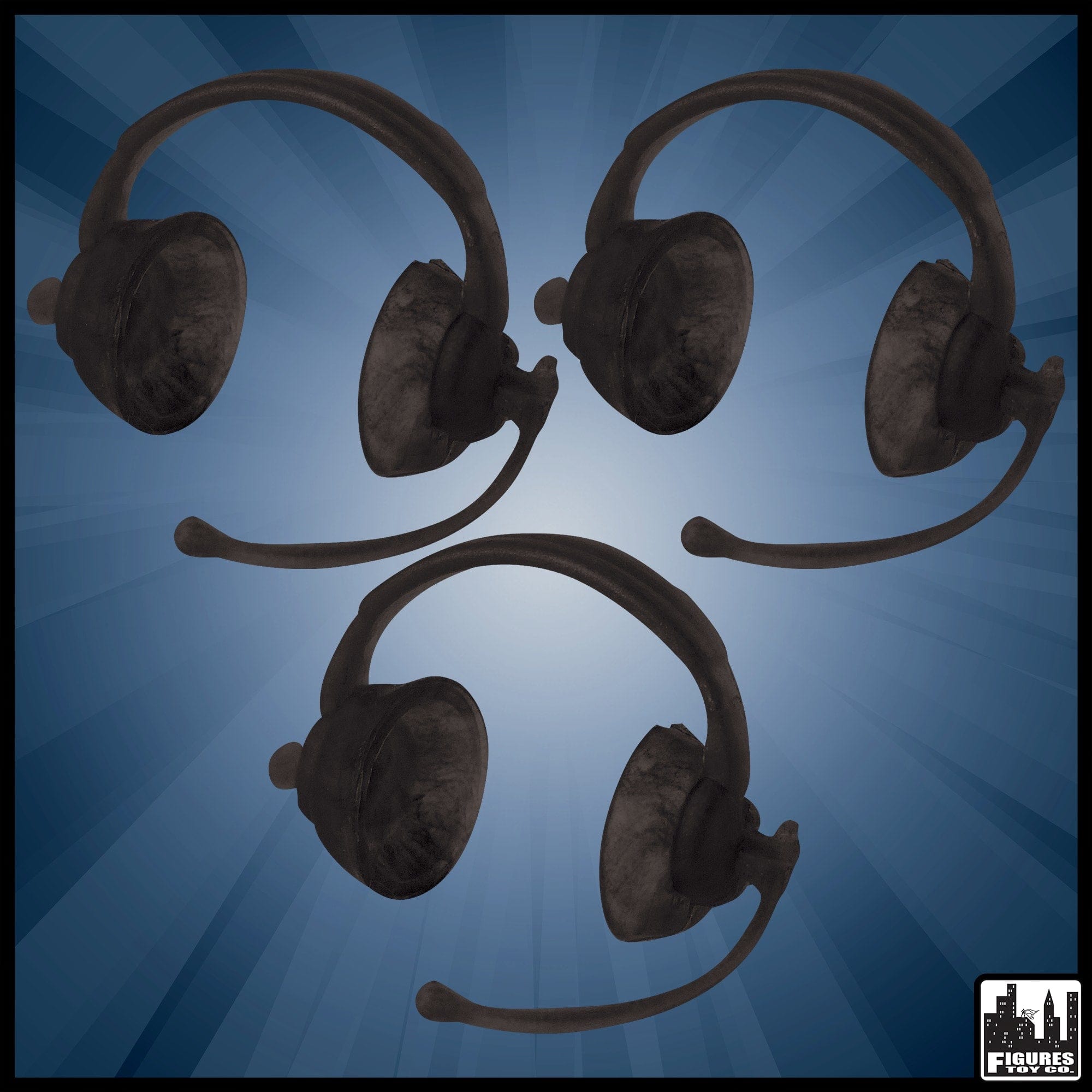 Set of 3 Commentator Black Headphones for WWE Wrestling Action Figures