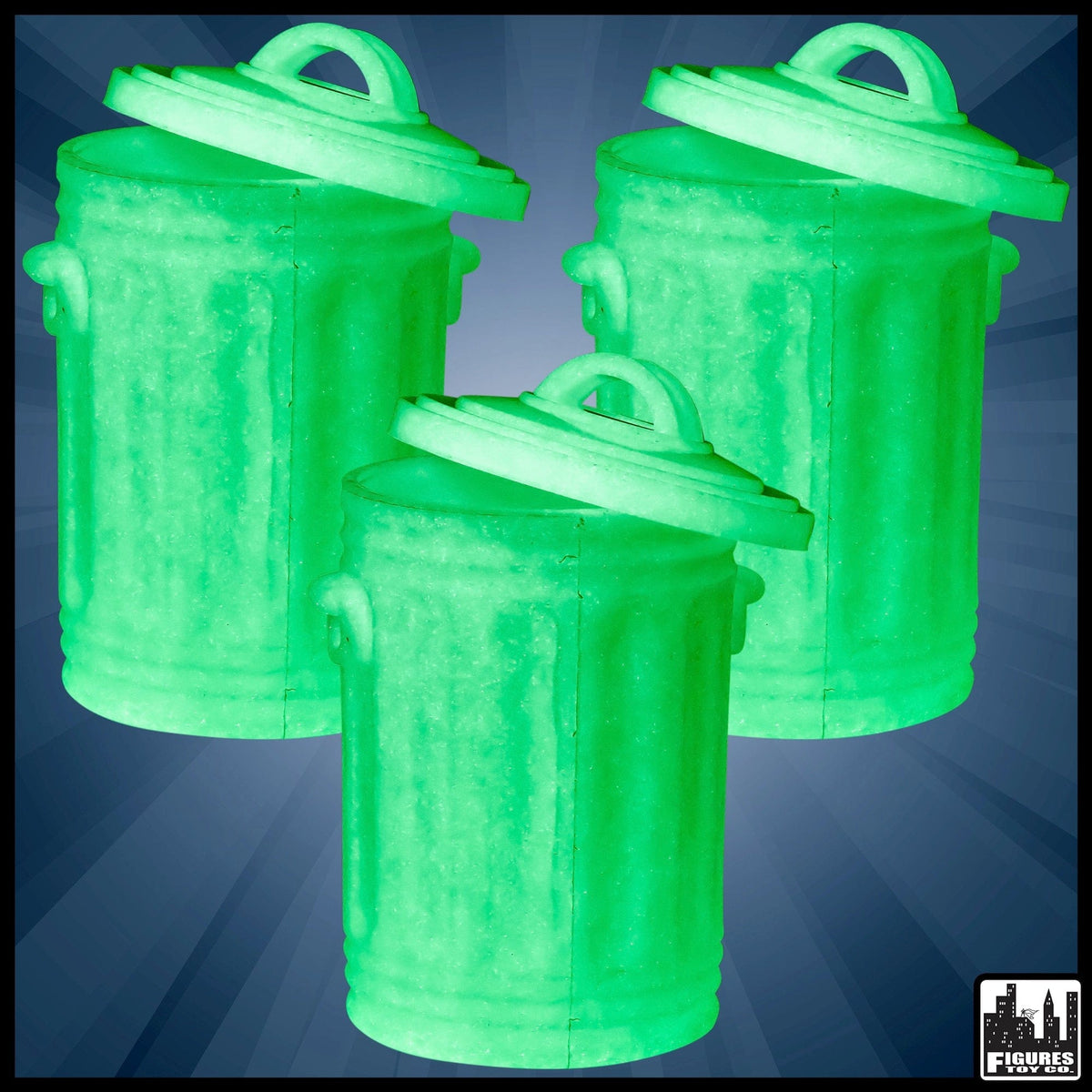 Set of 3 Glow In The Dark Trash Cans for WWE Wrestling Action Figures