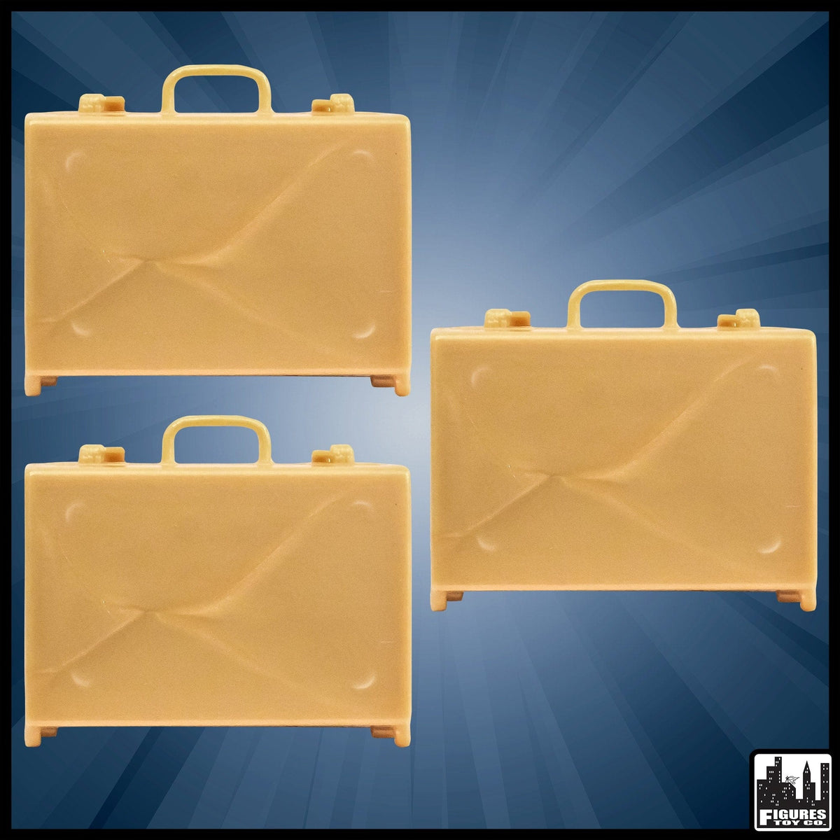 Set of 3 Gold Briefcases for WWE Wrestling Action Figures