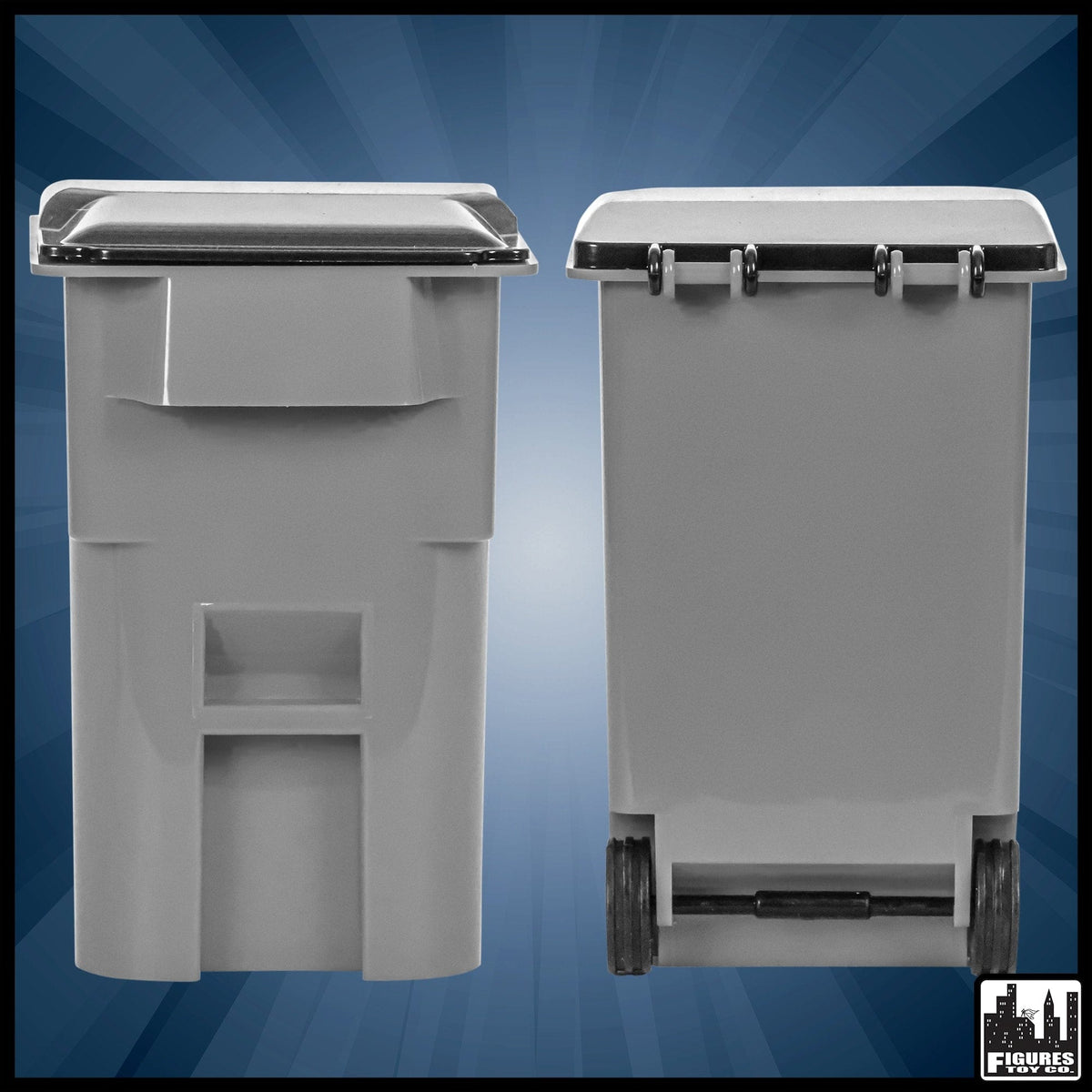 Set of 3 Gray Trash Cans With Lid &amp; Wheels for WWE Wrestling Action Figures