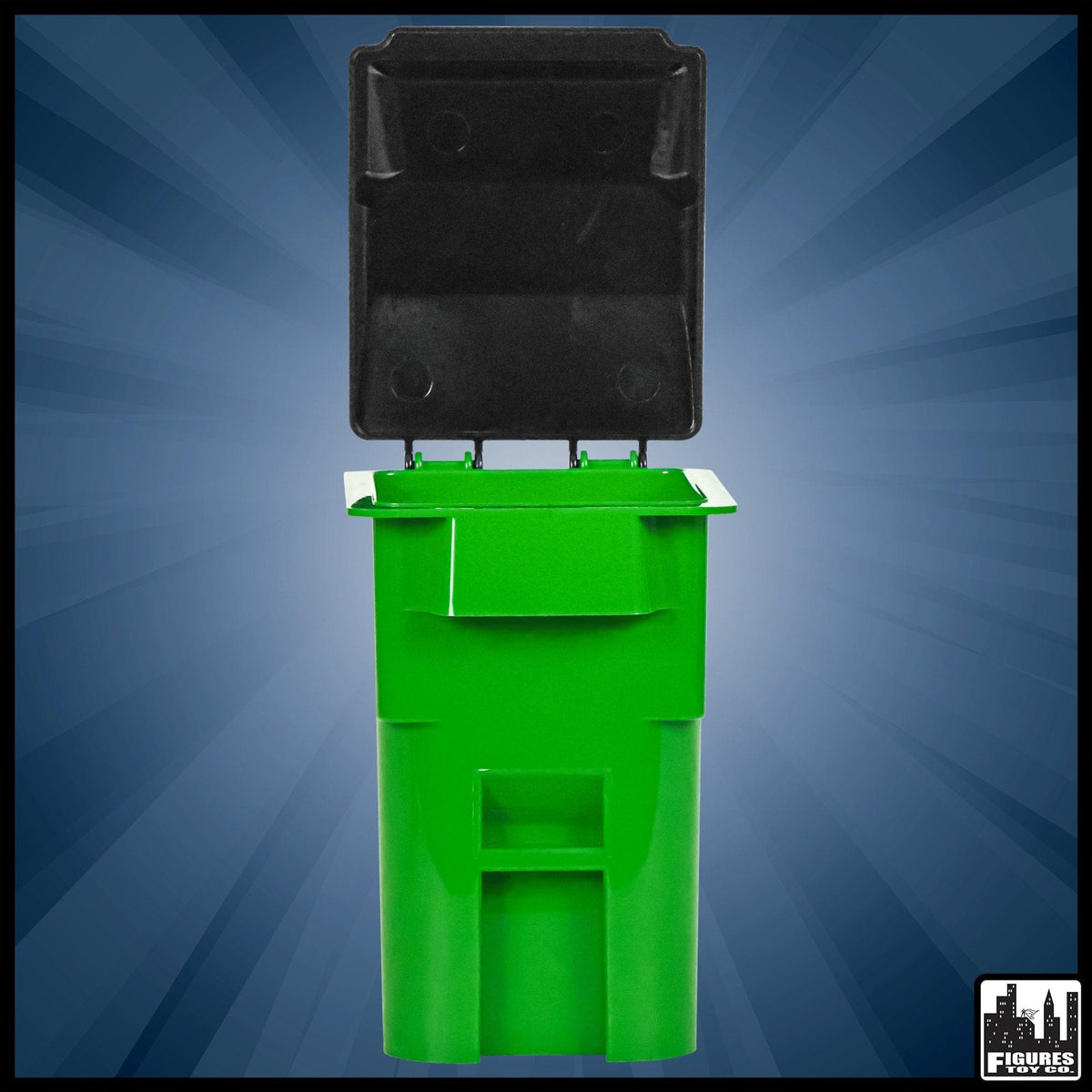 Set of 3 Green Trash Cans With Lid &amp; Wheels for WWE Wrestling Action Figures