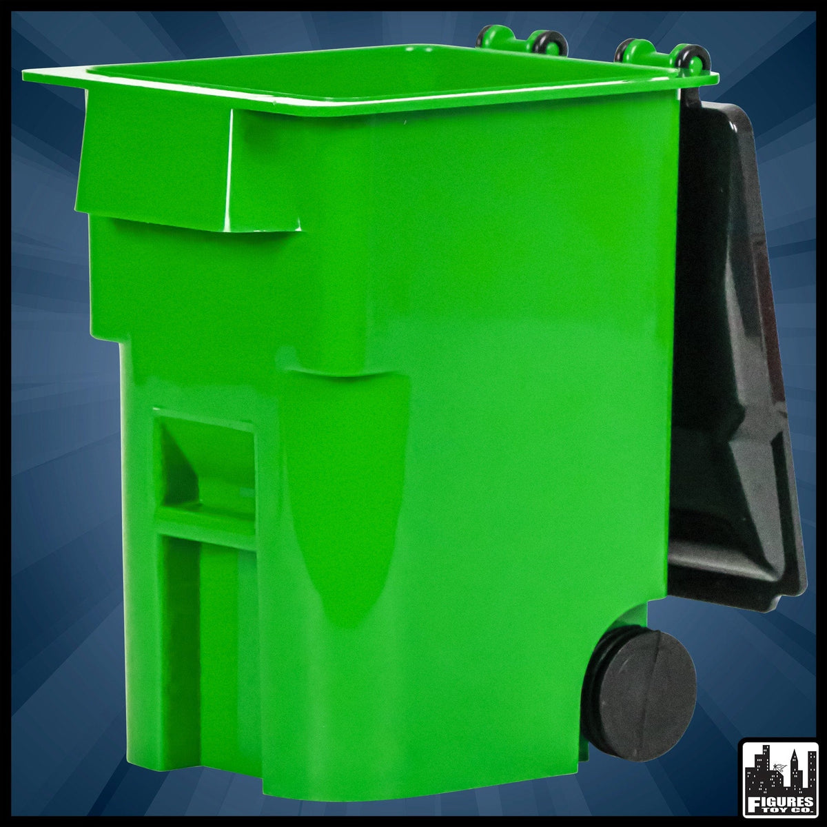 Set of 3 Green Trash Cans With Lid &amp; Wheels for WWE Wrestling Action Figures