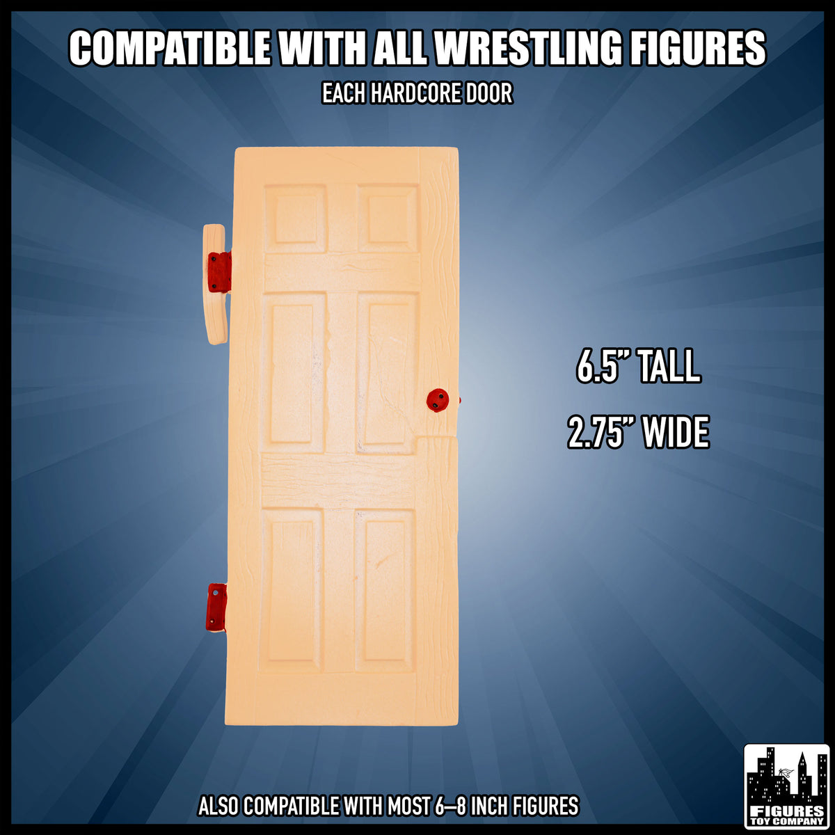 Set of 3 Hardcore Doors for wrestling figures — dimension guide.