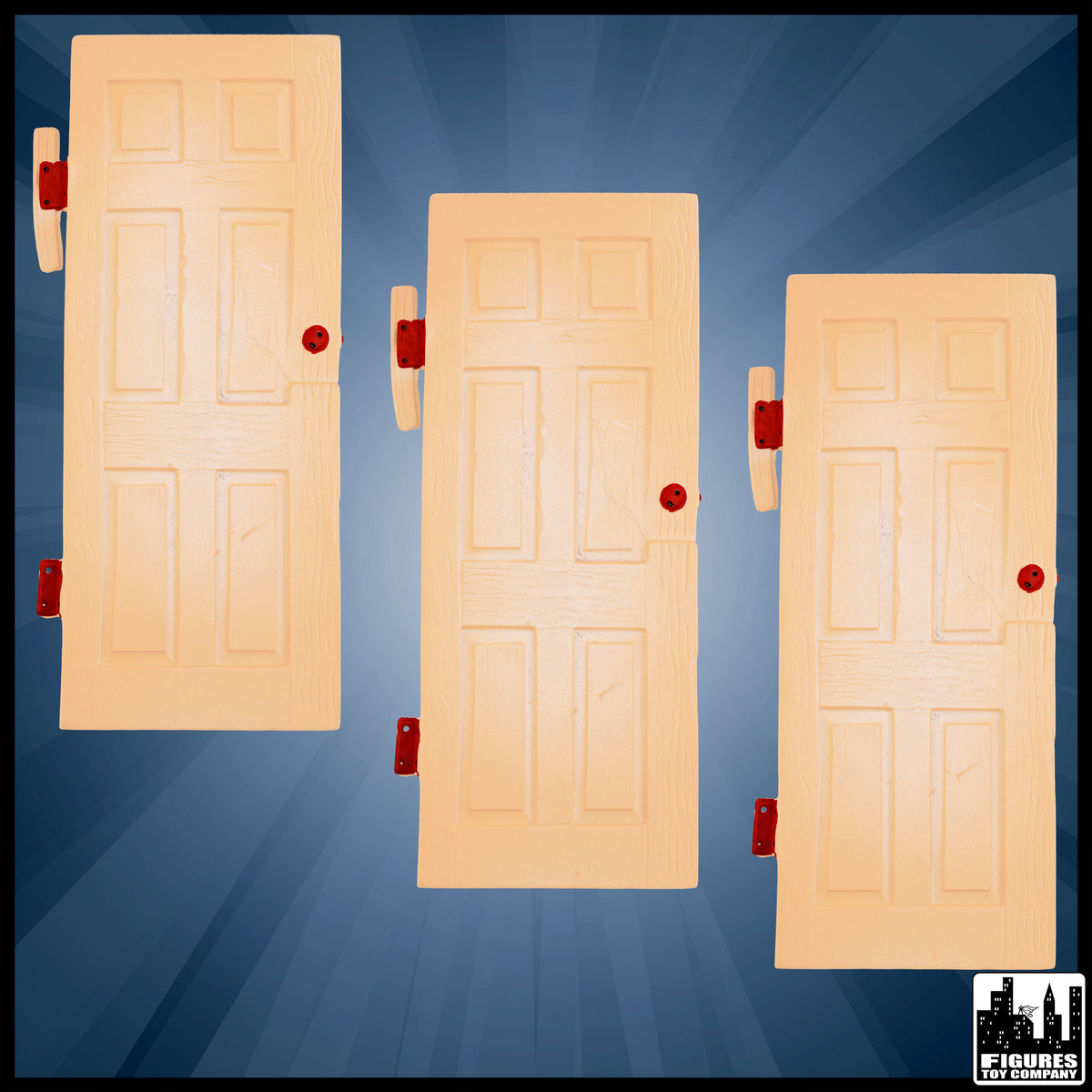 Set of 3 Hardcore Doors for wrestling figures — product view.