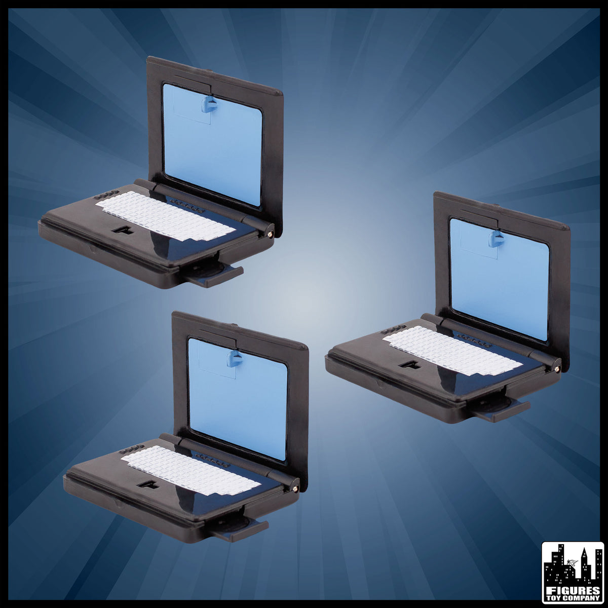 Set of 3 Laptop Computers for wrestling figures — product view.