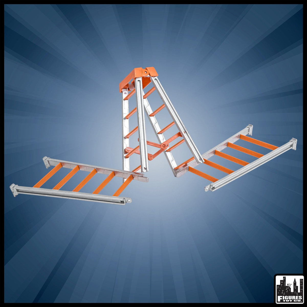 Set of 3 Large 10 Inch Breakaway Ladders: Black, Orange, Yellow for WWE Wrestling Action Figures