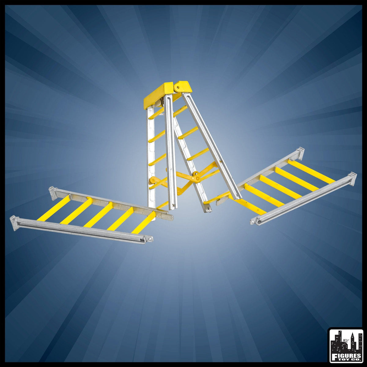 Set of 3 Large 10 Inch Breakaway Ladders: Black, Orange, Yellow for WWE Wrestling Action Figures