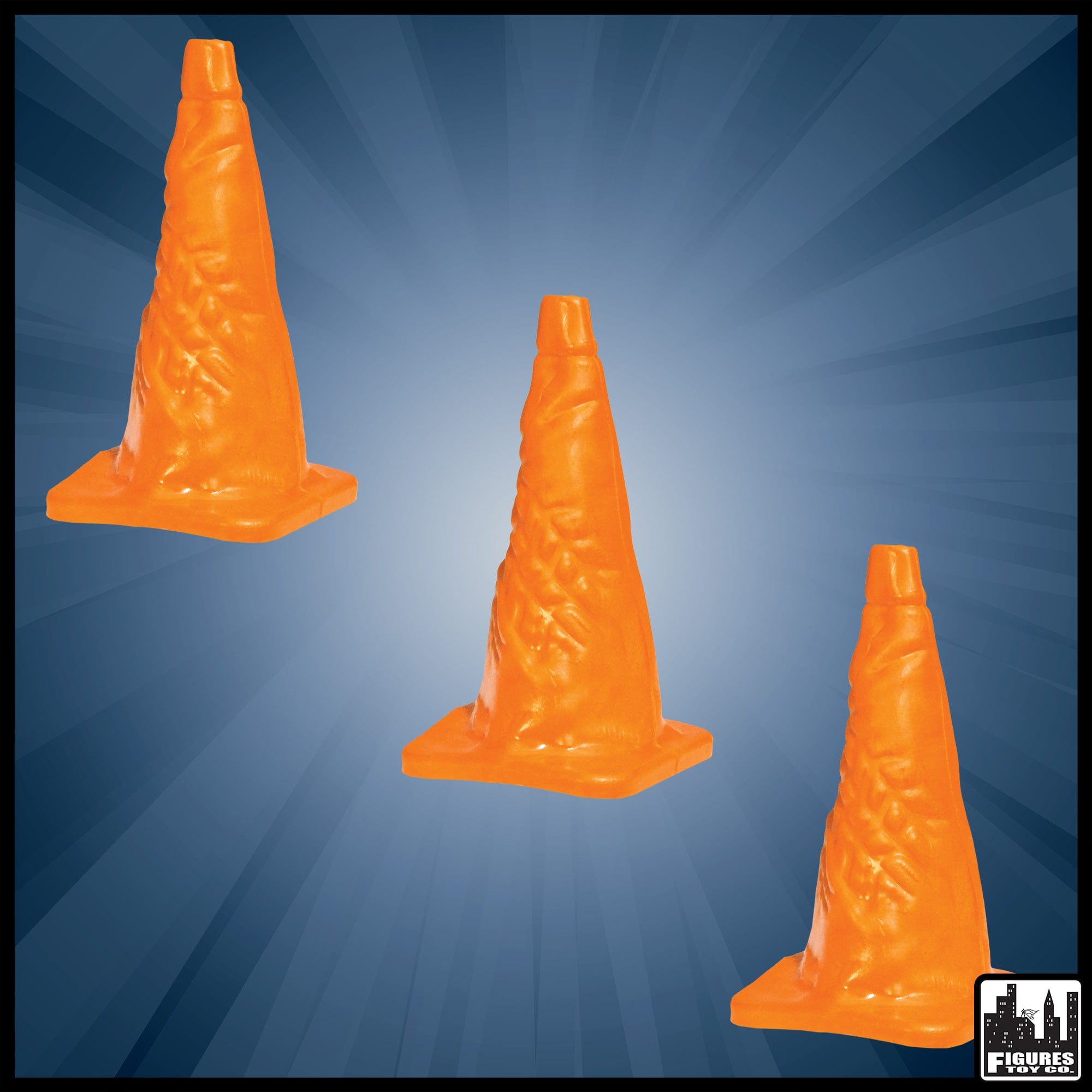 Set of 3 Orange Traffic Cones for WWE Wrestling Action Figures