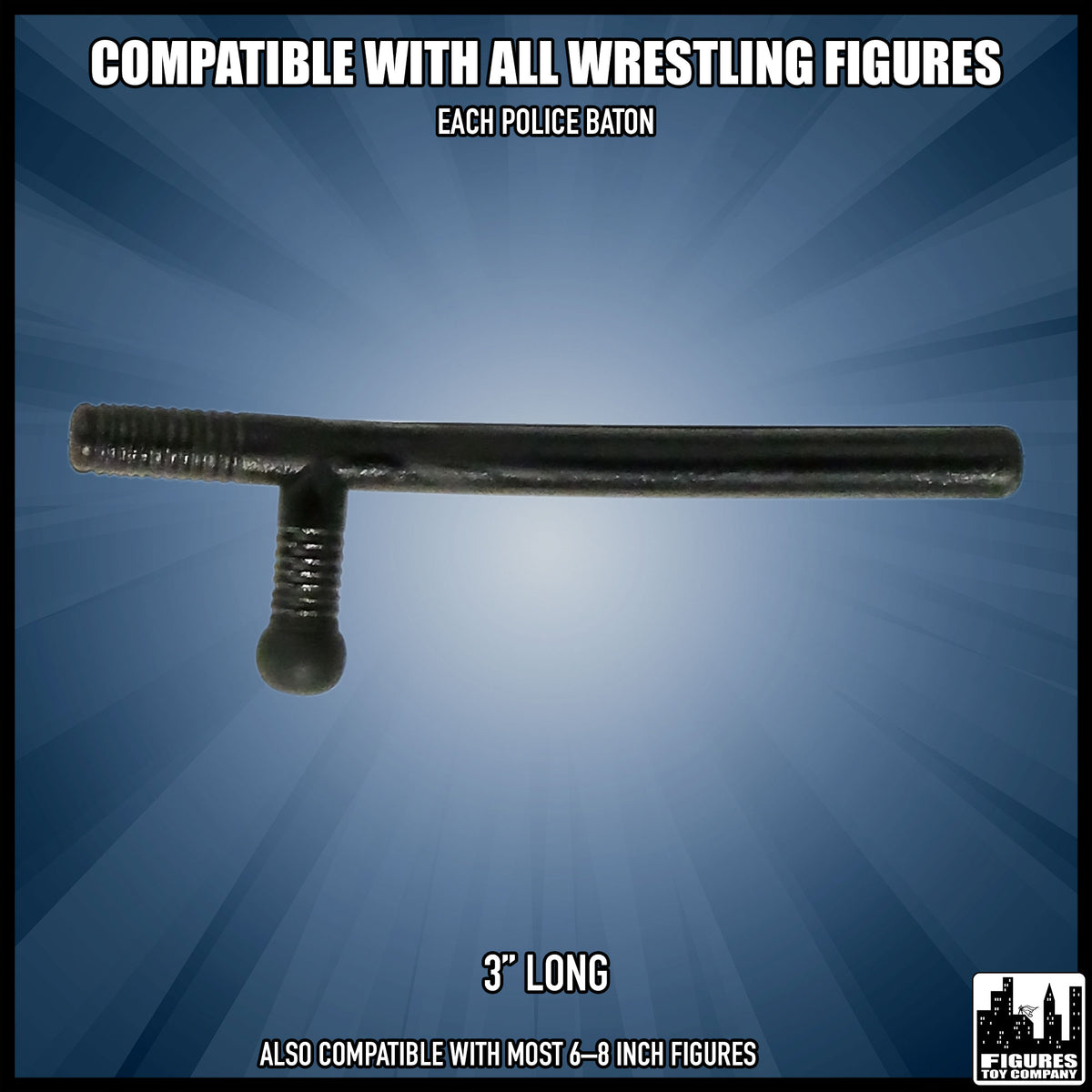 Set of 3 Police Batons for wrestling figures — dimension guide.