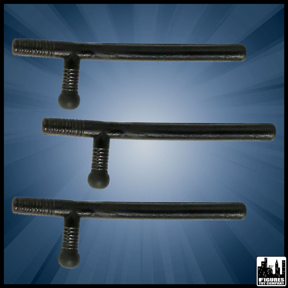 Set of 3 Police Batons for wrestling figures — product view.