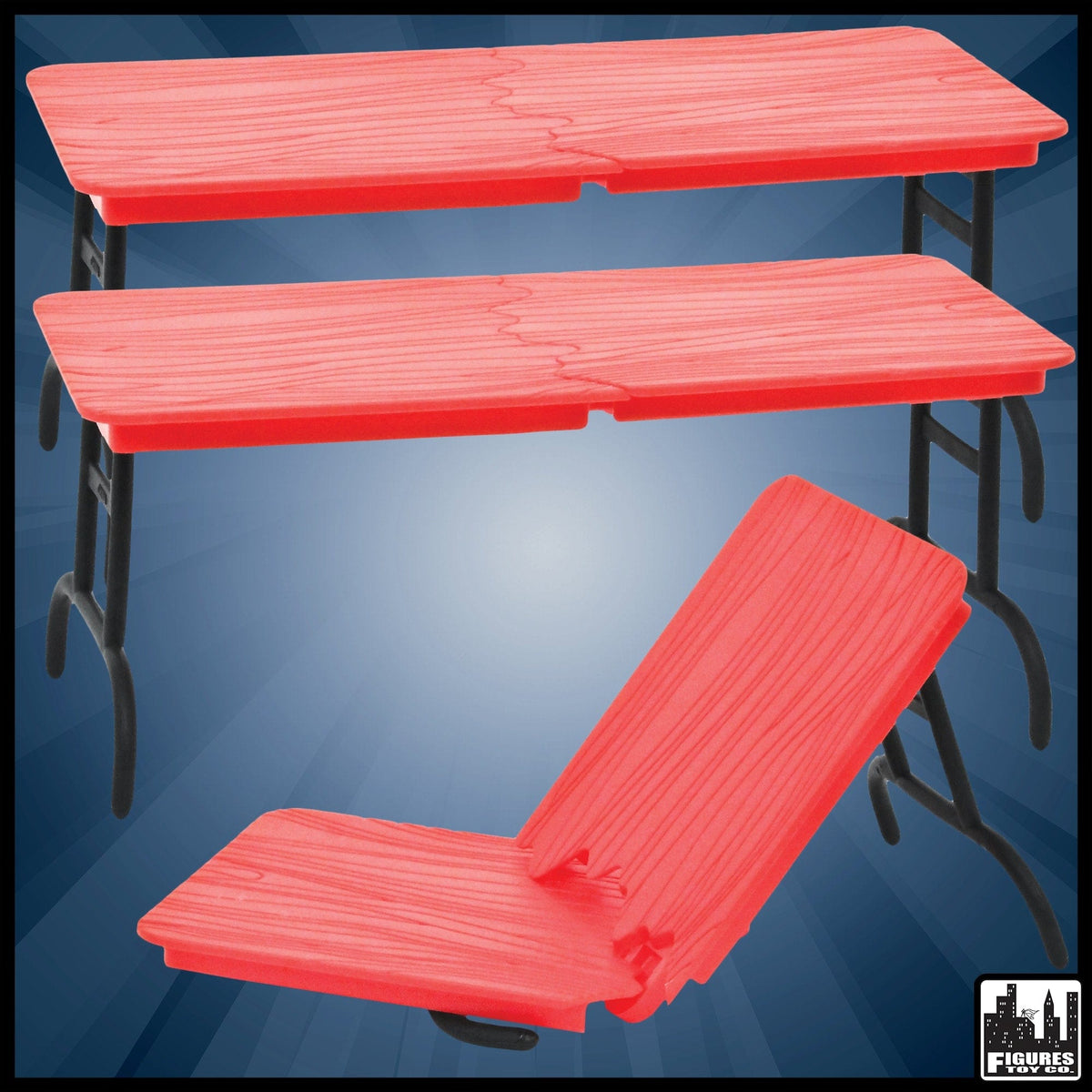 Set of 3 Red Break Away Tables for WWE Wrestling Action Figures