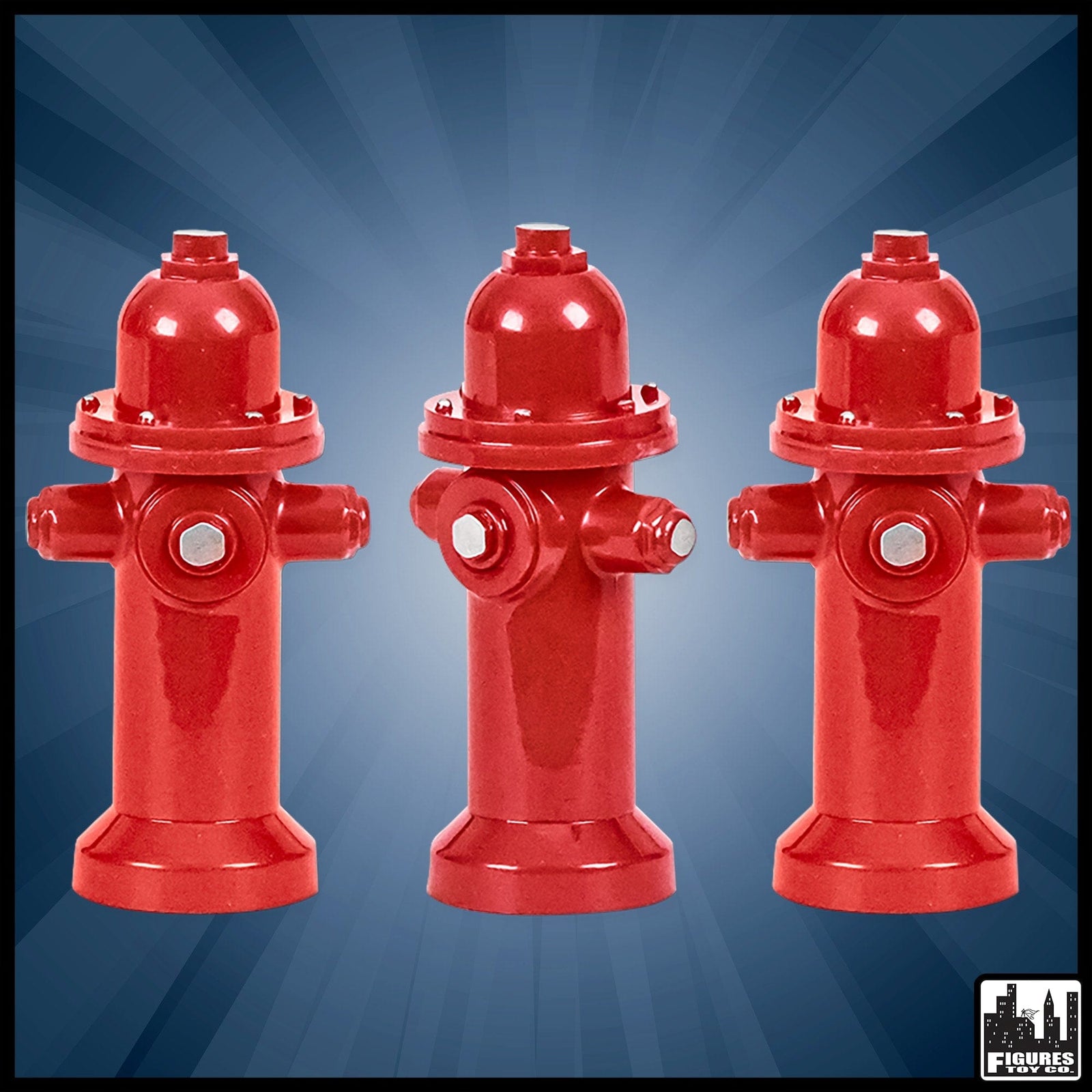 Set of 3 Red Fire Hydrants for WWE Wrestling Action Figures