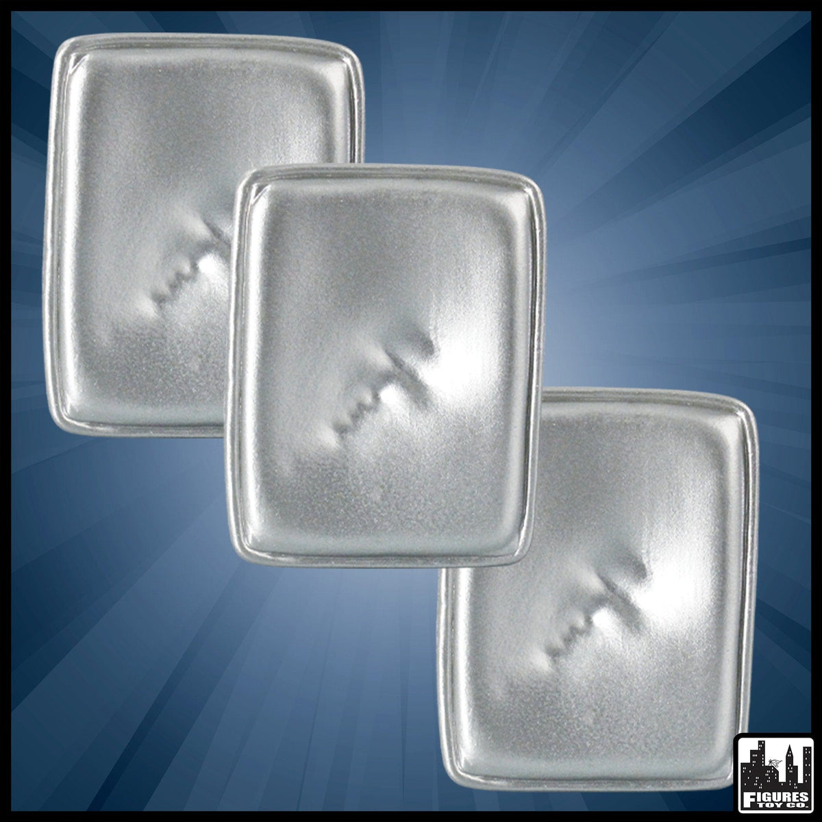 Set of 3 Silver Tray&#39;s with Smashed Faces for WWE Wrestling Action Figures