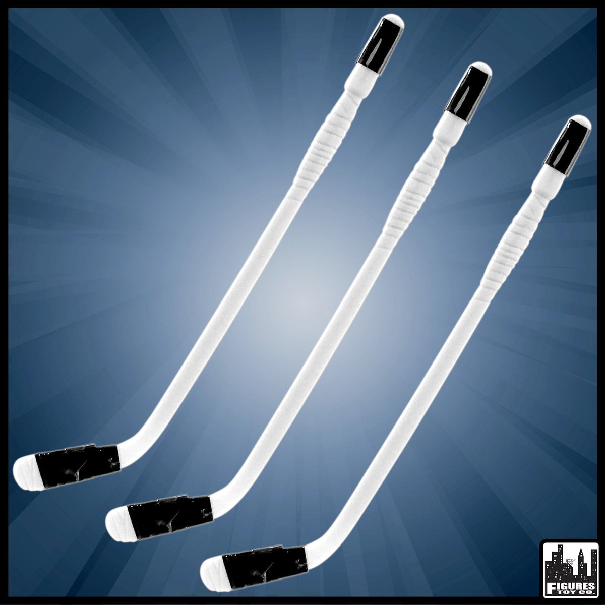 Set of 3 White Hockey Sticks for WWE Wrestling Action Figures