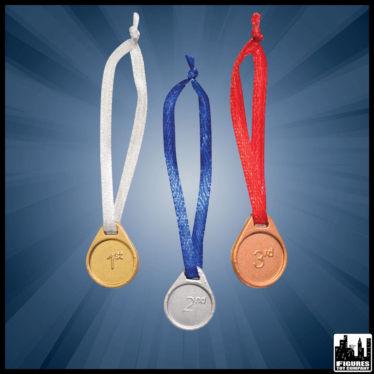 Set of 3 Winners Medals for wrestling figures — product view.