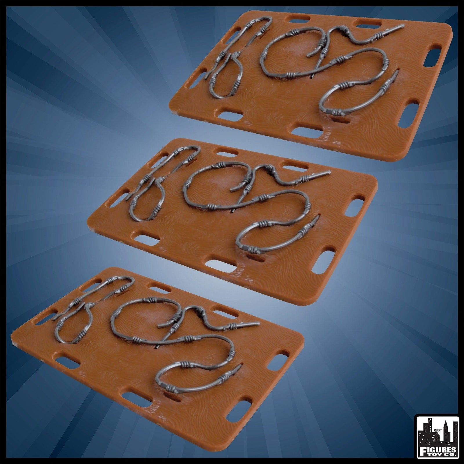 Set of 3 Wooden Boards with Barbed Wire for WWE Wrestling Action Figures