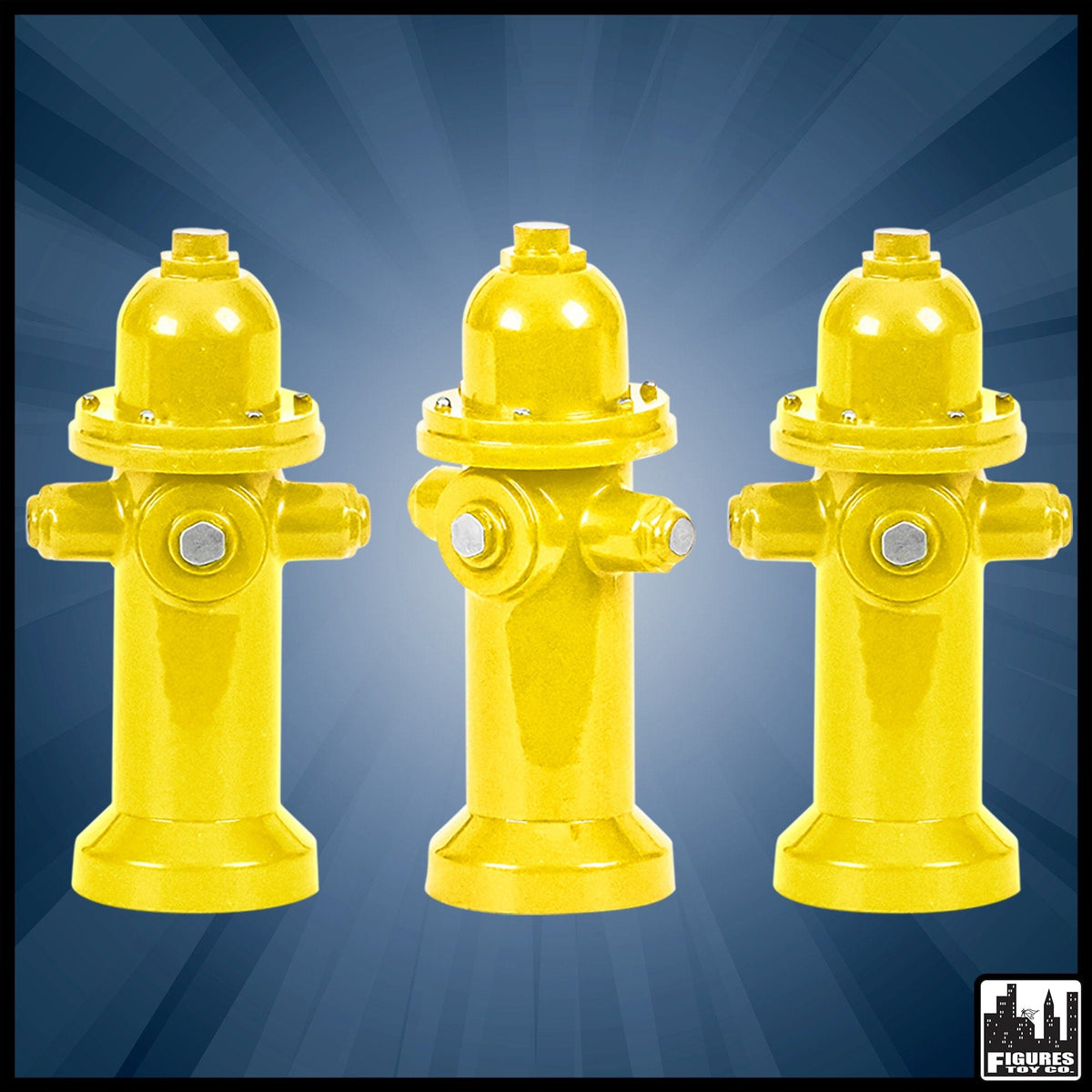 Set of 3 Yellow Fire Hydrants for WWE Wrestling Action Figures