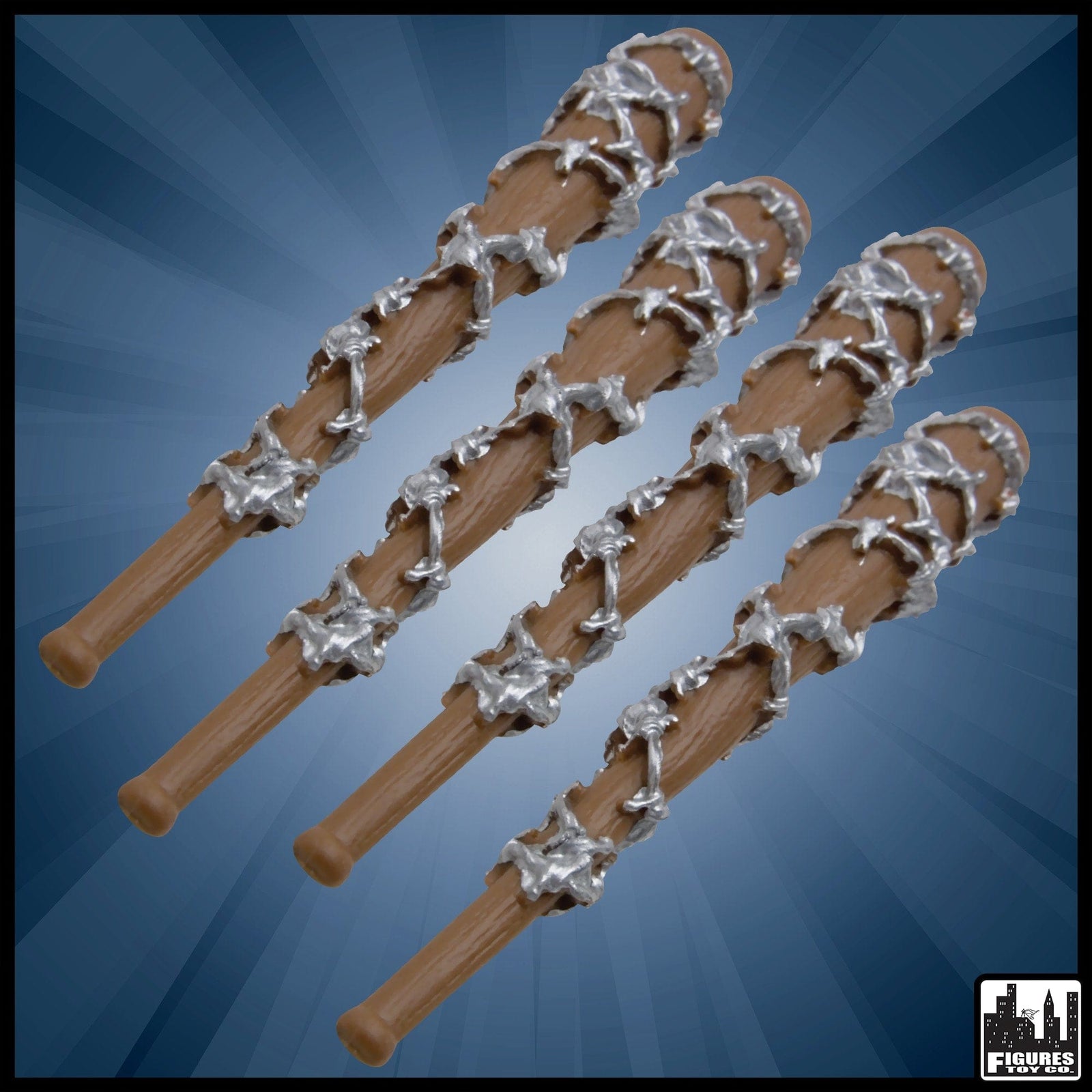 Set of 4 Barbed Wire Baseball Bats for WWE Wrestling Action Figures