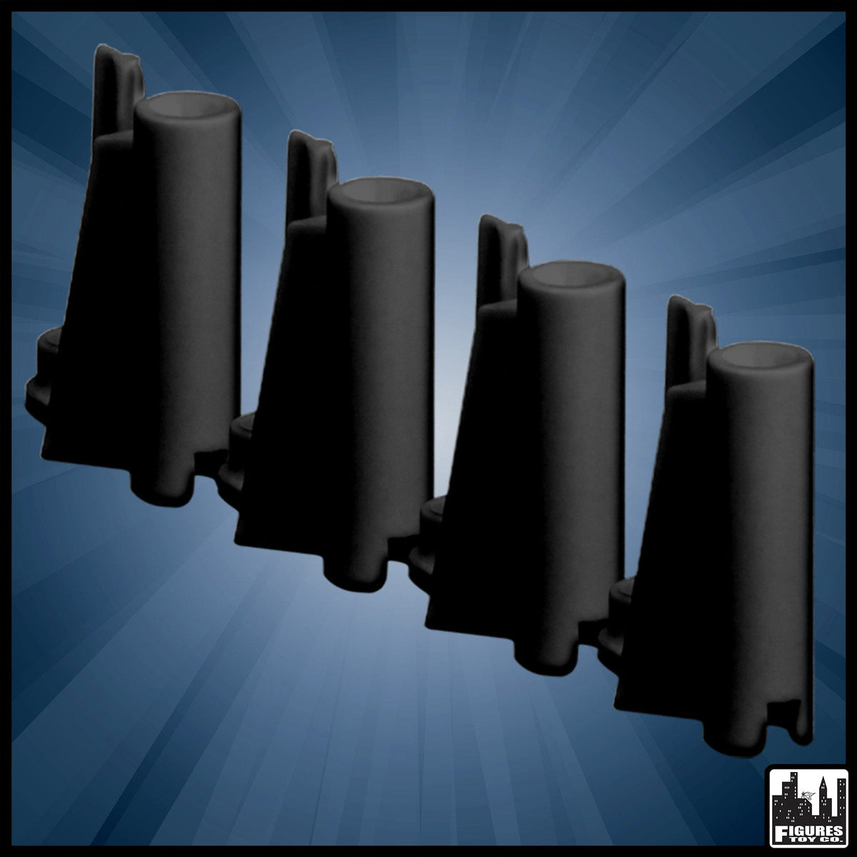 Set of 4 Black Mid Piece Ring Corner Posts for Figures Toy Company Wrestling Action Figure Ring