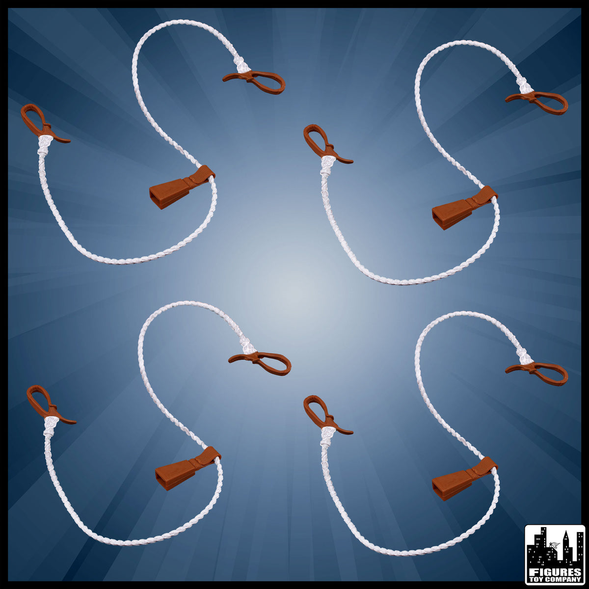 Set of 4 Cowbell Bull Ropes for wrestling figures — product view.