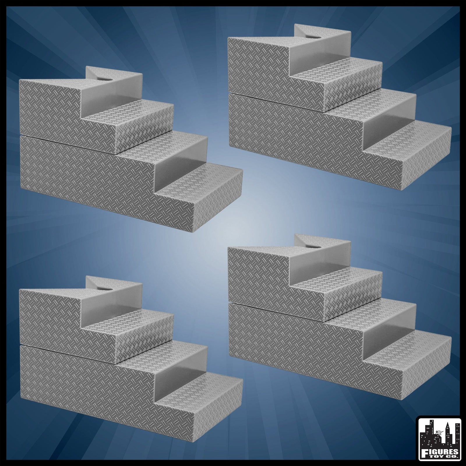 Set of 4 Deluxe Gray Breakable Ring Stairs For WWE Wrestling Action Figures