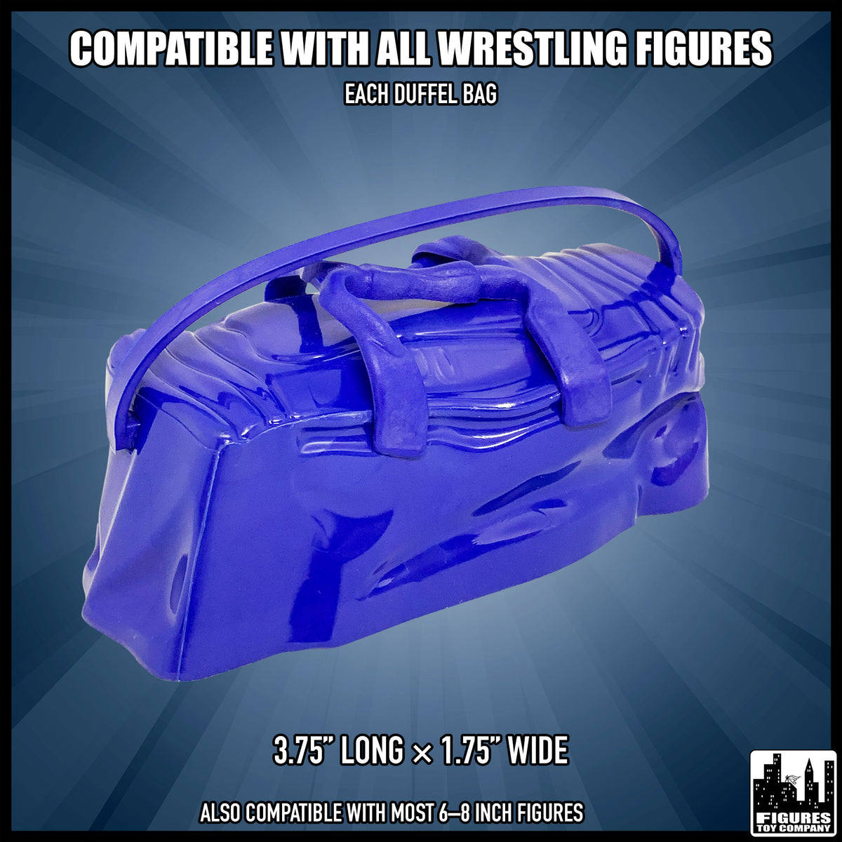 Set of 4 Duffel Bags for wrestling figures — dimension guide.