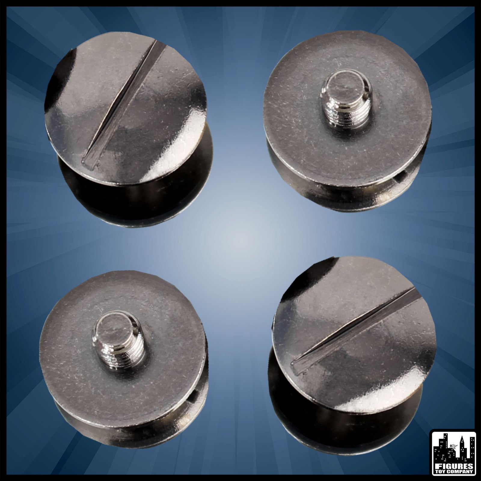 Set of 4 Nameplate Replica Belt Screws — complete set.