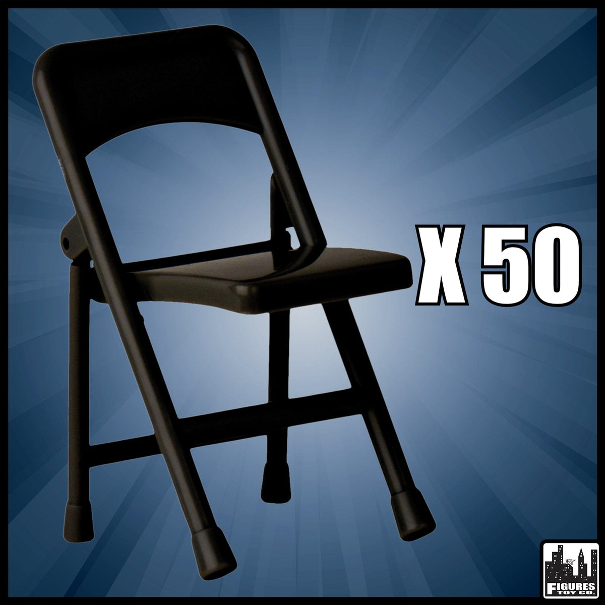 Set of 50 Black Folding Chairs for WWE Wrestling Action Figures