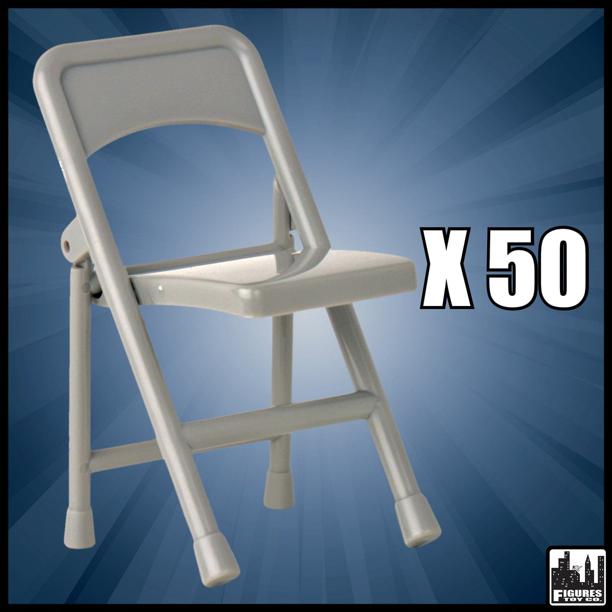 Set of 50 Gray Folding Chairs for WWE Wrestling Action Figures