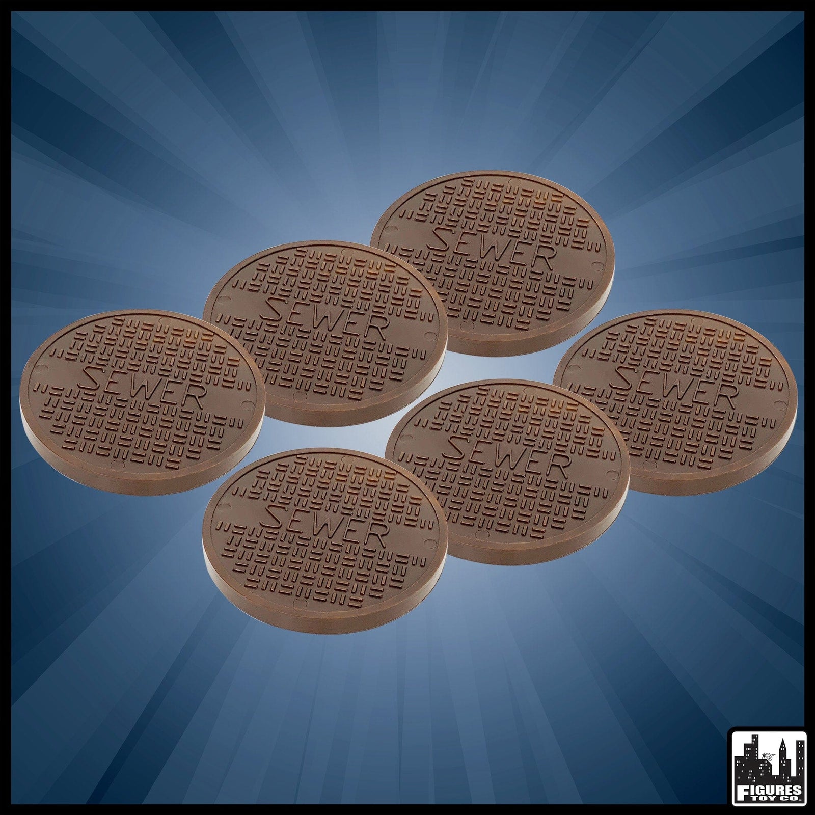 Set of 6 Copper Plastic Toy Sewer Grates For WWE Wrestling Action Figures