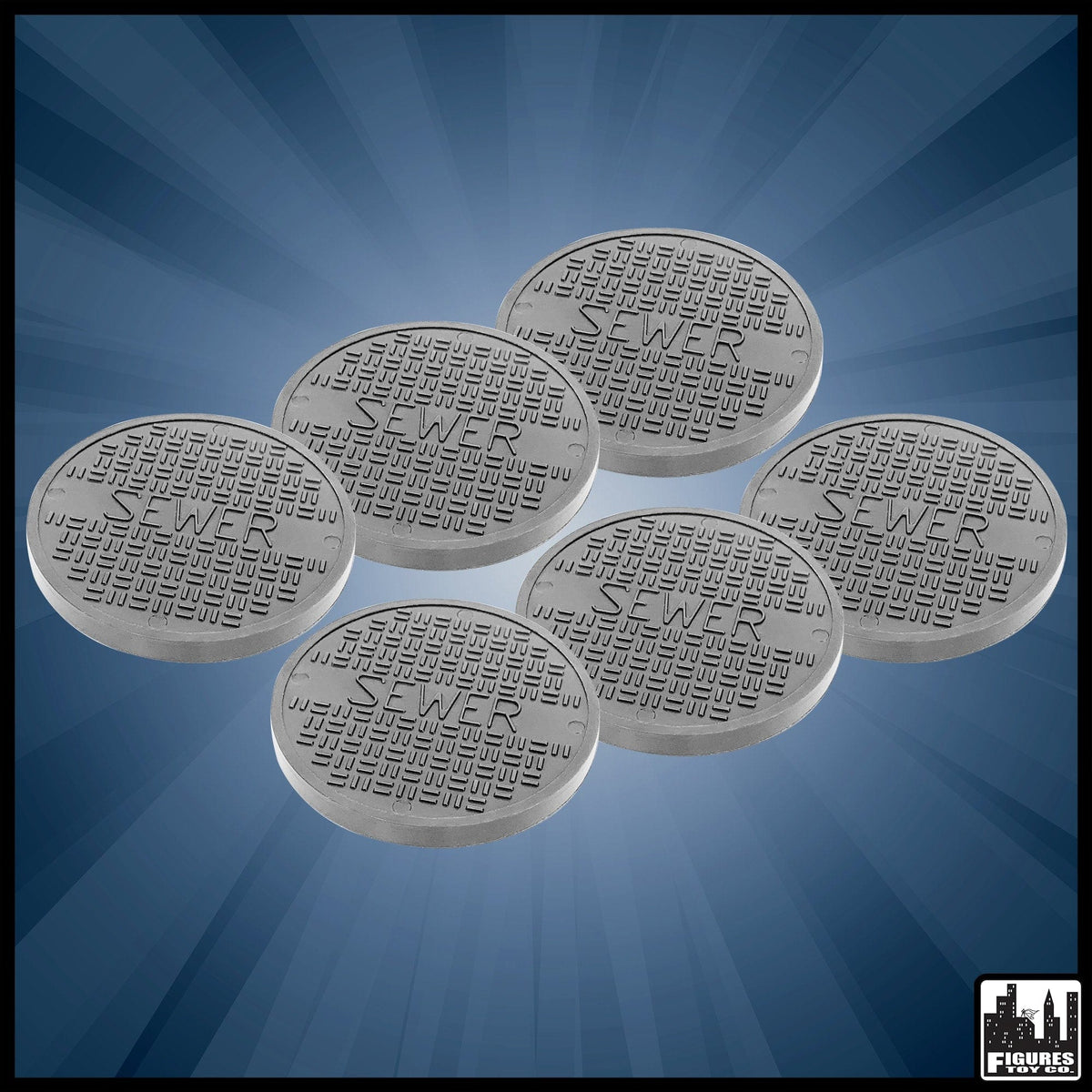 Set of 6 Gray Plastic Toy Sewer Grates For WWE Wrestling Action Figures