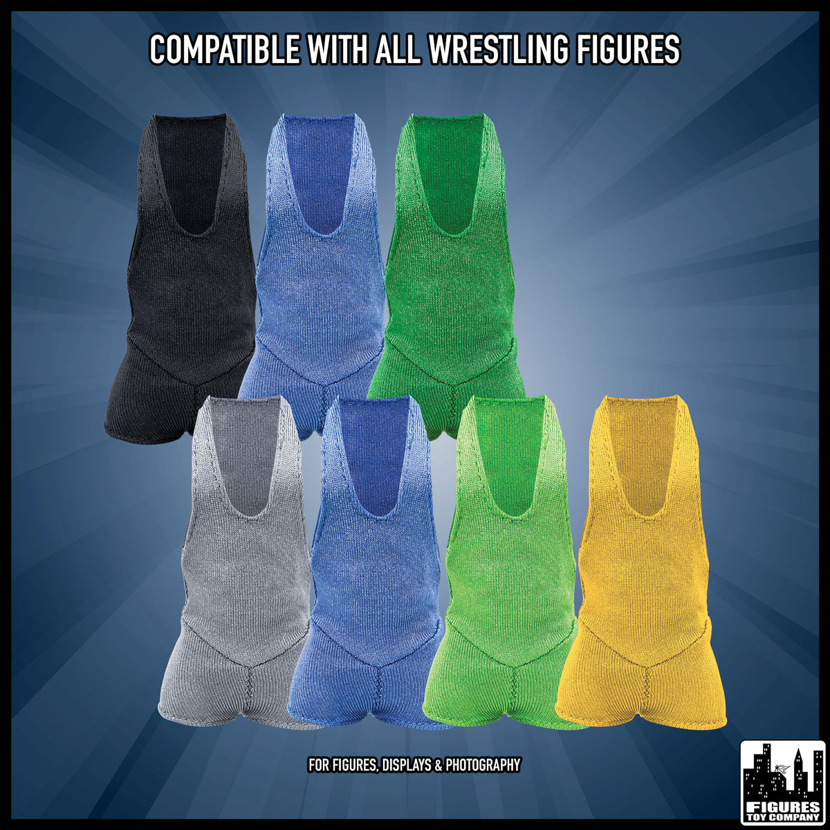 Set of 7 Different Singlets for wrestling figures — figure compatibility guide.