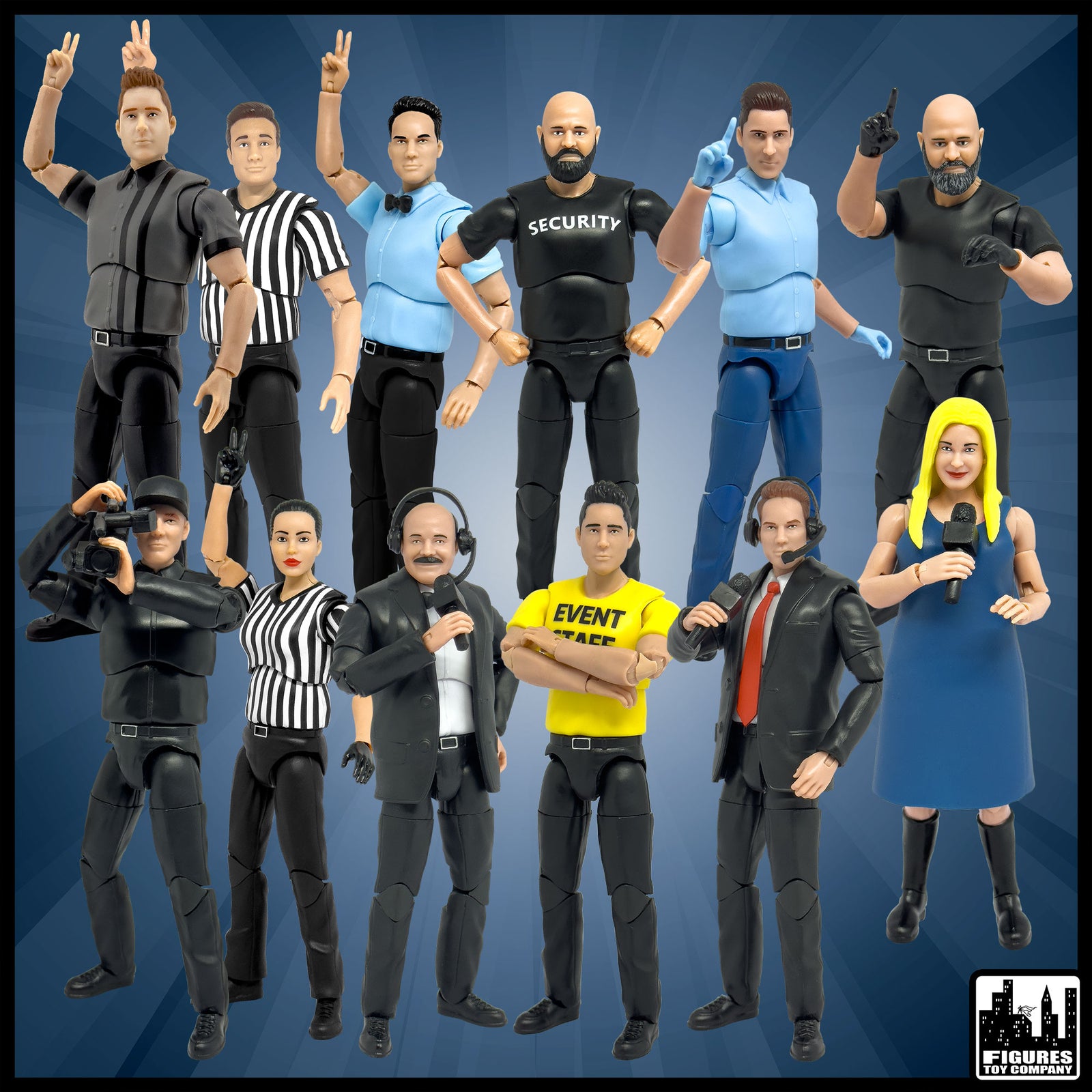Set of all 12 Ultimate Wrestling Action Figures With Deluxe Articulation — product view.