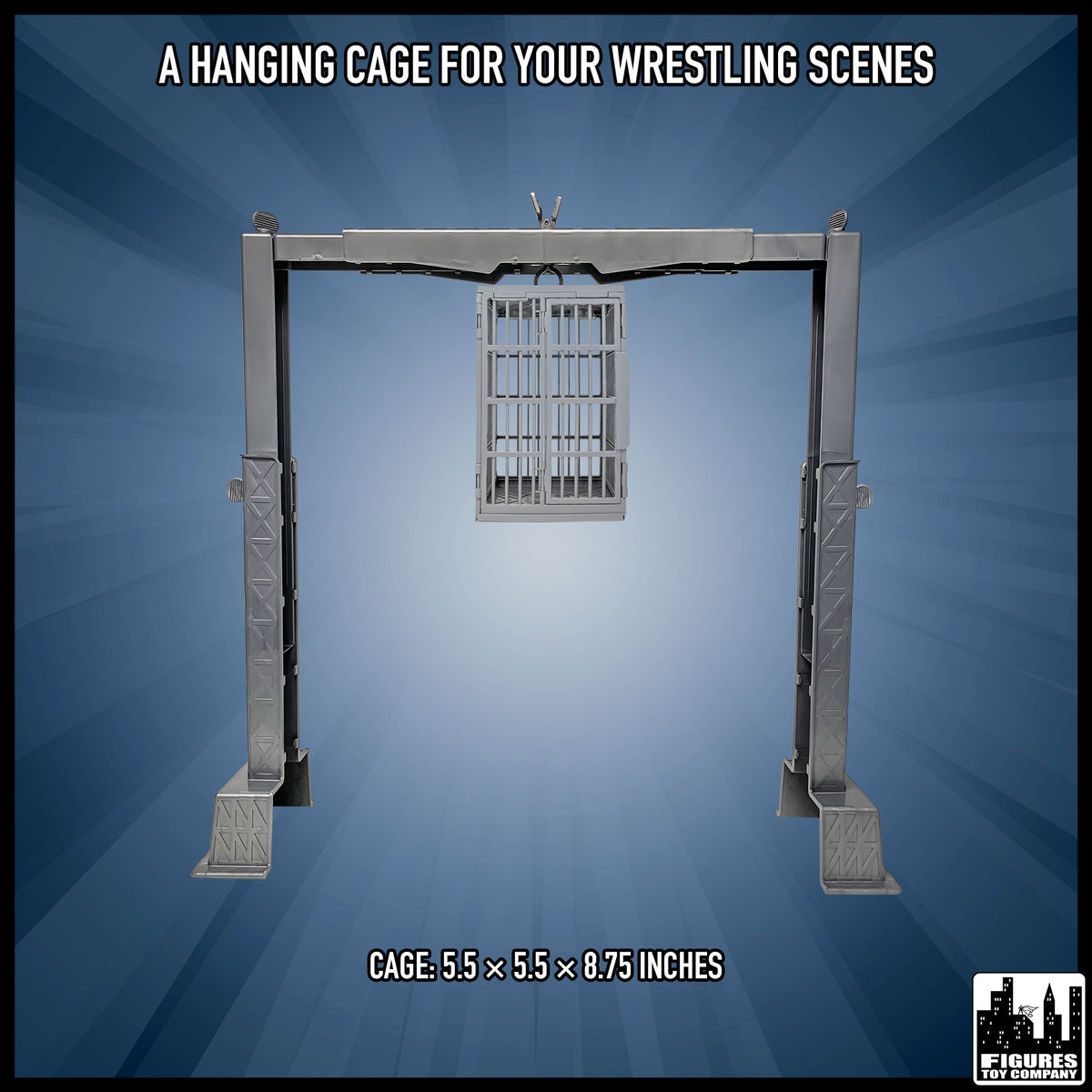 Shark Cage & Grab The Gear Playset for wrestling figures — size and compatibility guide.