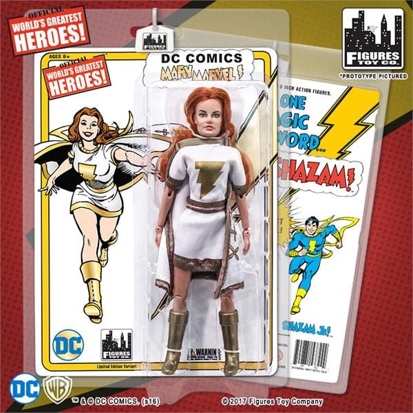 Shazam Retro 8 Inch Action Figures Series: Mary Marvel White &amp; Gold Variant