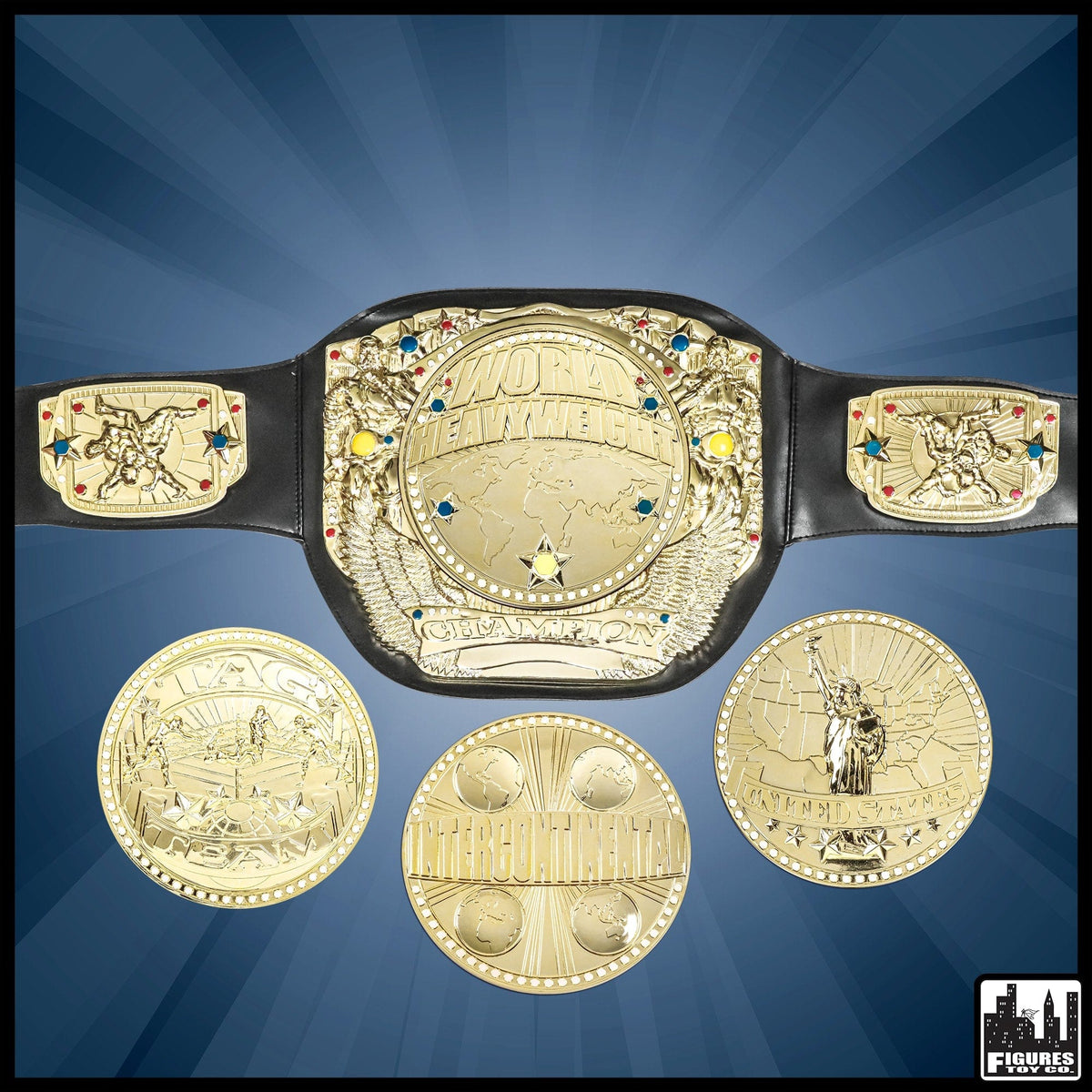 Spinning Wrestling Championship Toy Kid Sized Belt with Four Center Plates