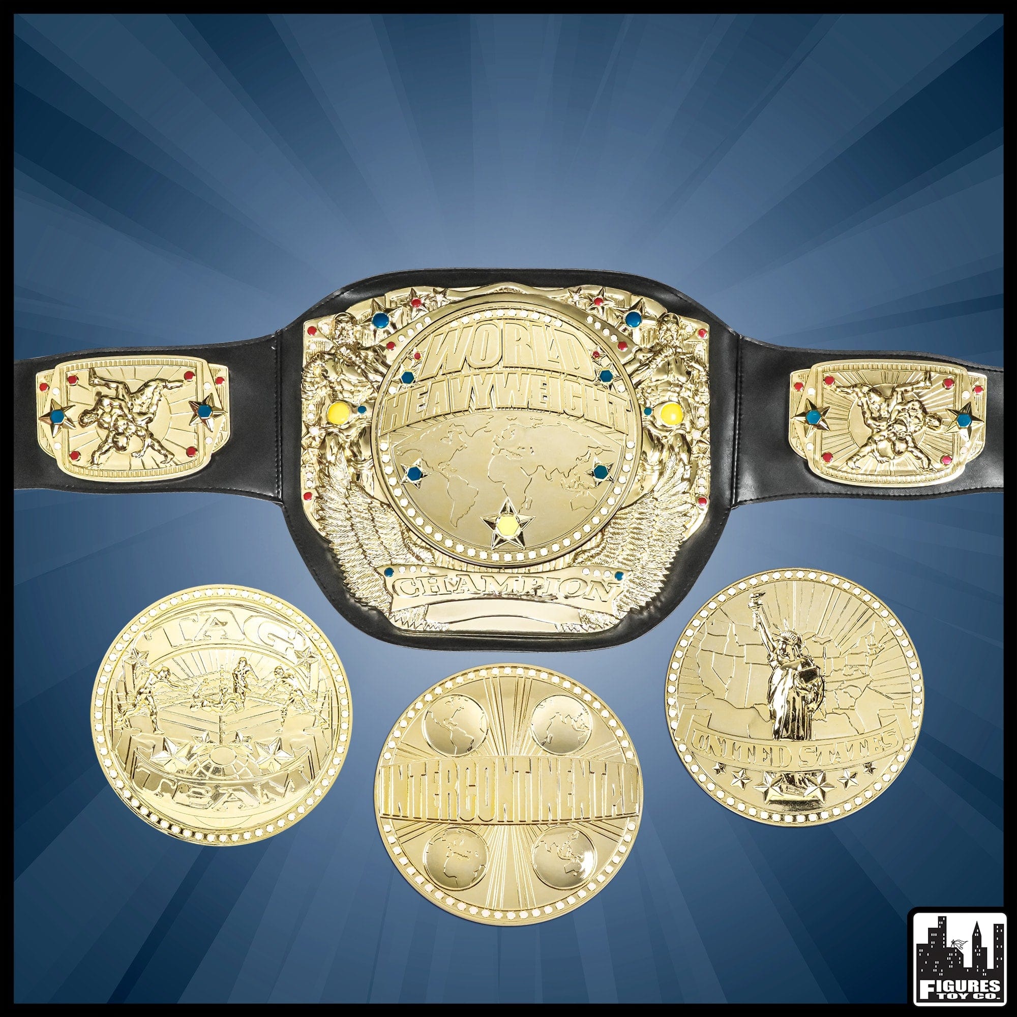 Spinning Wrestling Championship Toy Kid Sized Belt with Four Center Plates