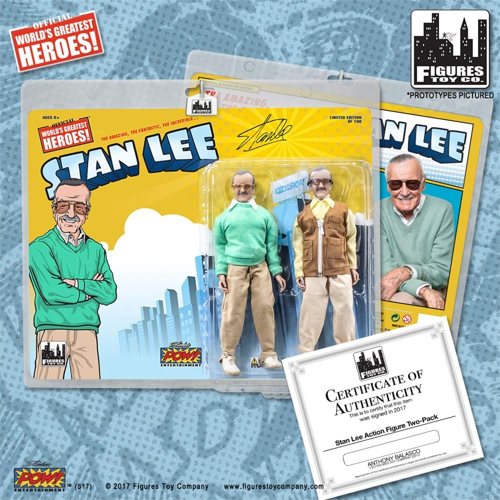 Stan Lee Retro 8 Inch Action Figure Two-Pack [Autographed With COA]