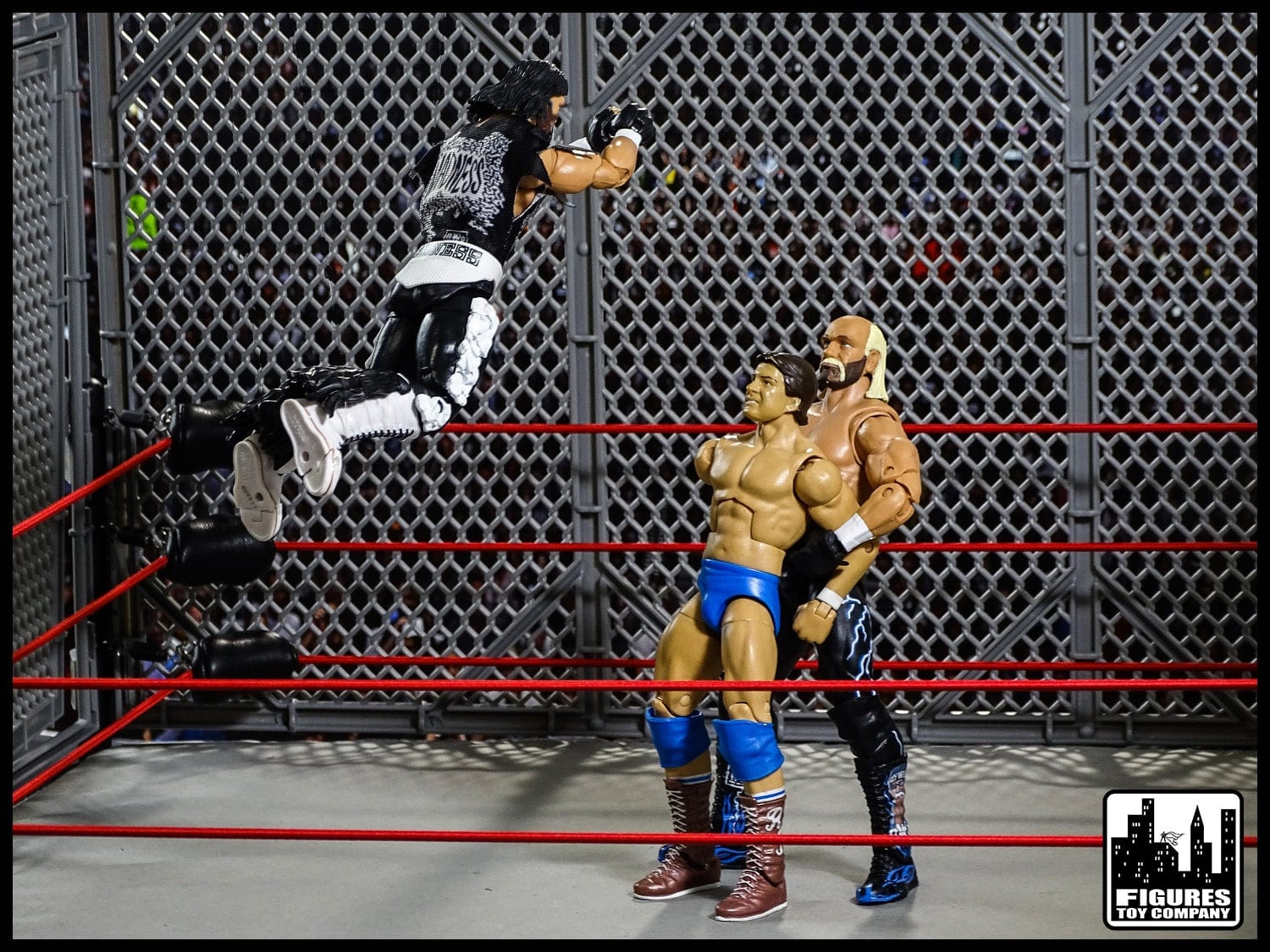 Figures Toy Company Premium Metal Real Scale Wrestling Ring for WWE Wrestling Action Figures
