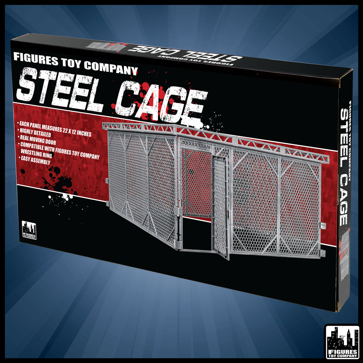 Steel Cage Playset for wrestling figures — box design.