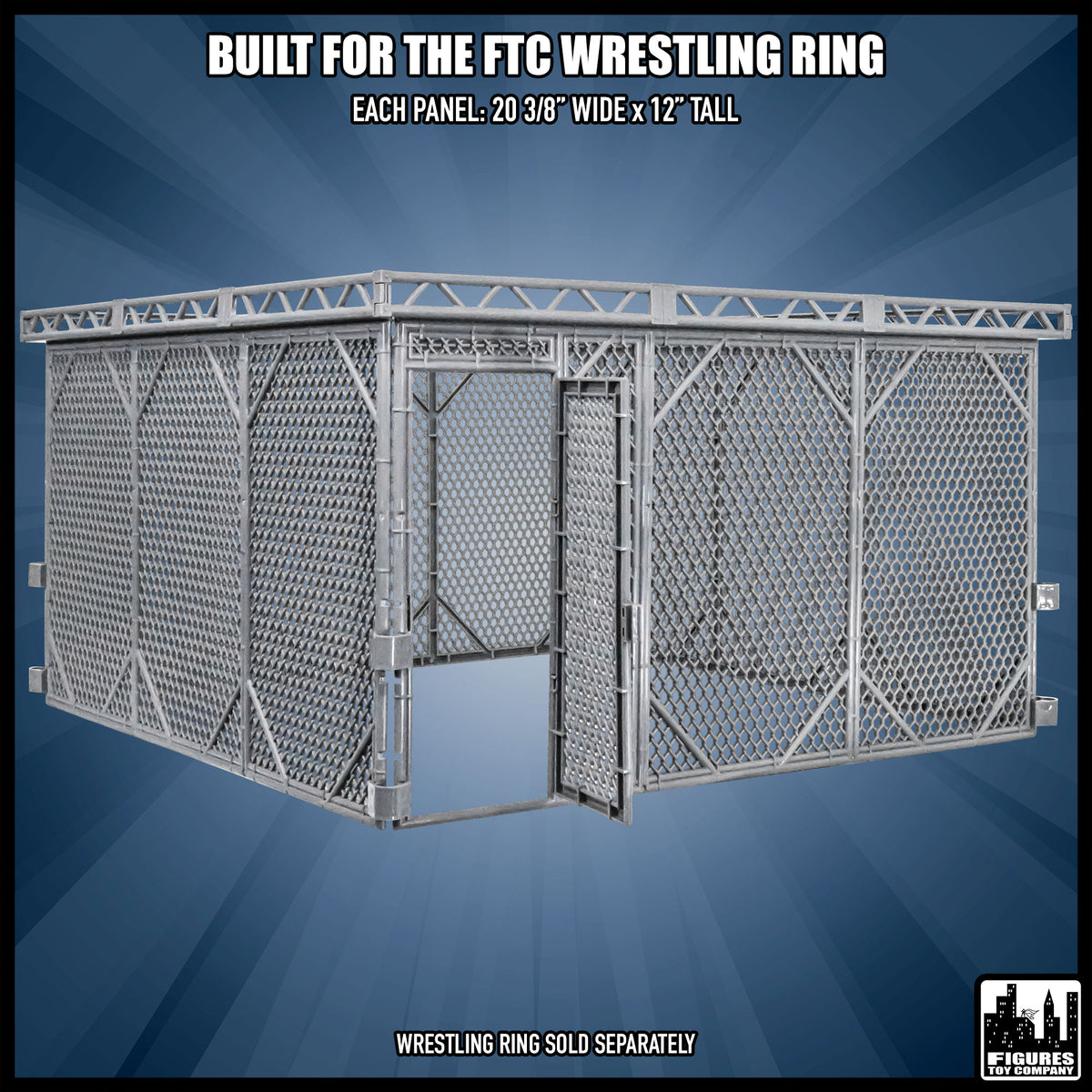 Steel Cage Playset for wrestling figures — cage dimensions.