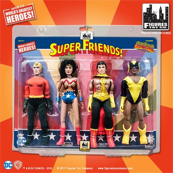 Super Friends 8 Inch Retro Action Figures Four-Pack Series: Aquaman, Wonder Woman, El Dorado & Black Vulcan