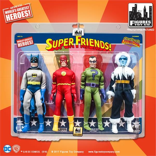 Super Friends 8 Inch Retro Action Figures Four-Pack Series: Batman, Flash, Riddler, Captain Cold